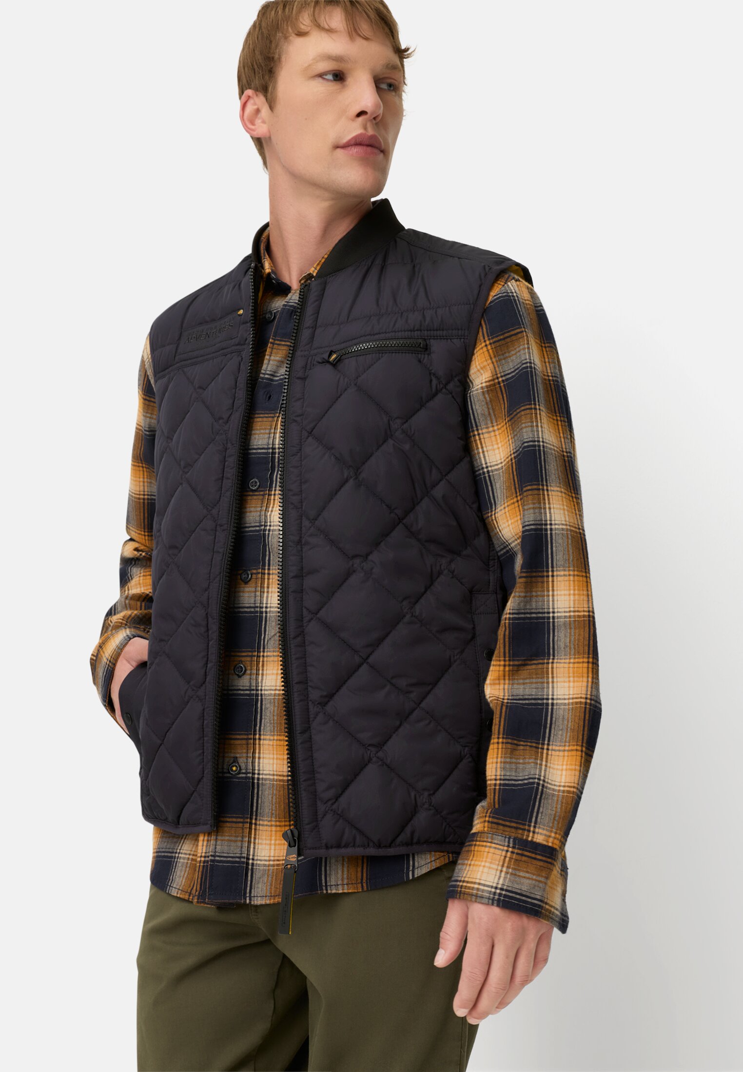 Men Water-repellent vest with warm pocket lining Navy blue worn emotional