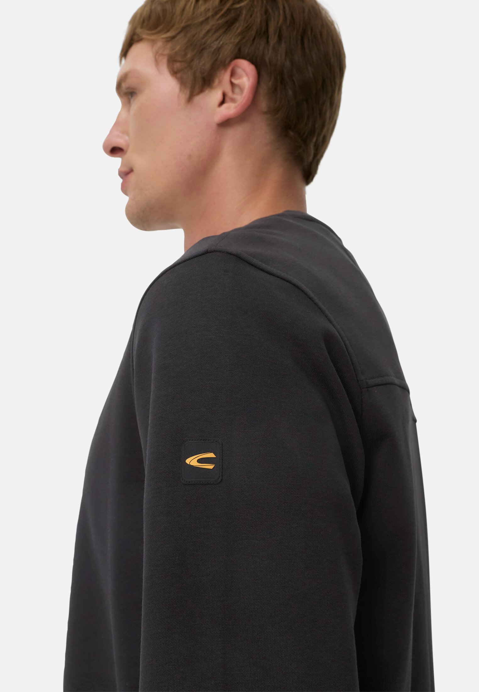 Men Sweatshirt in cotton blend Black worn detail close