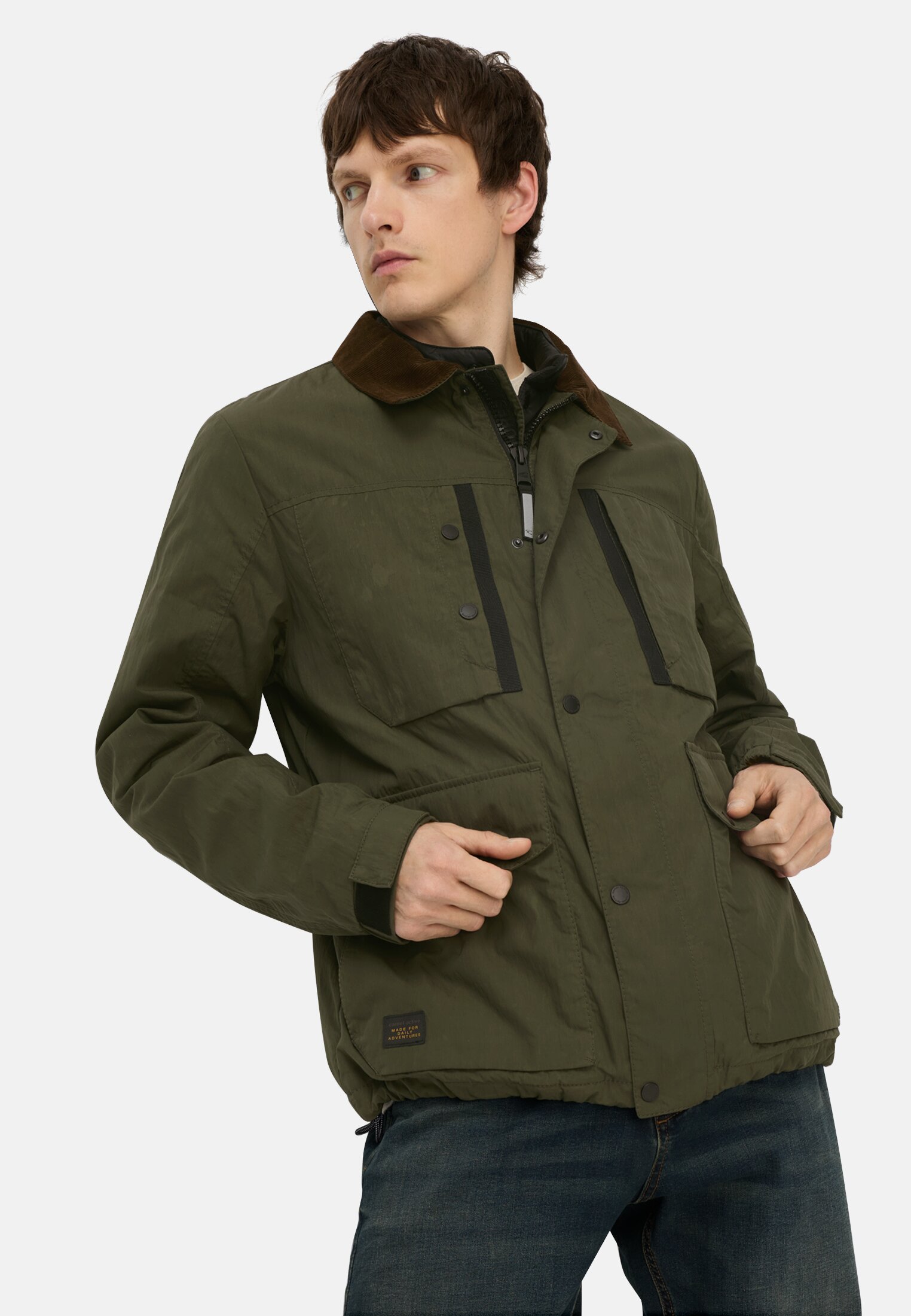 Men Blouson with shirt collar and fleece lining Forest green worn emotional