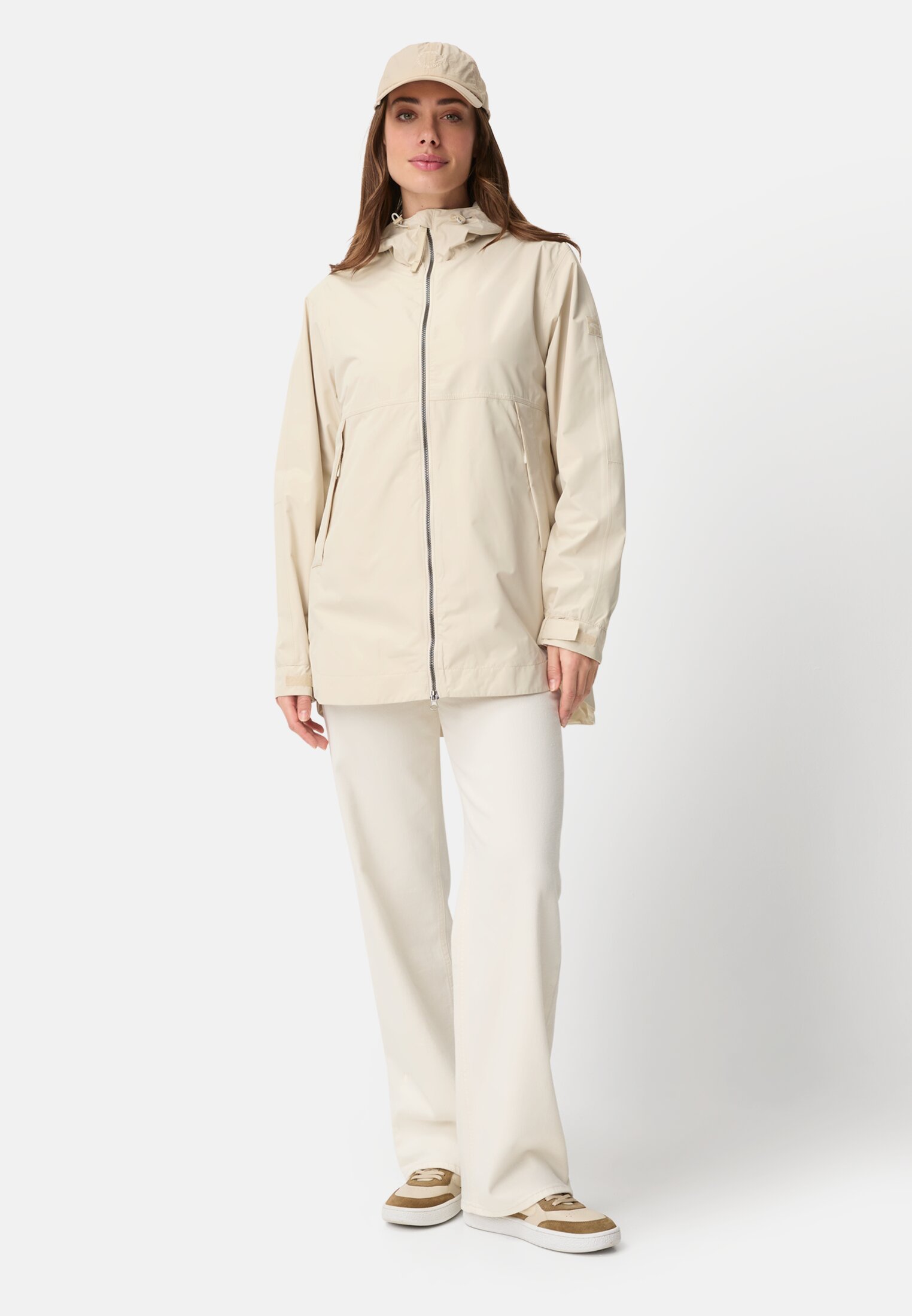 Women teXXXactive® Jacket with Adjustable Hood Oak worn front full body