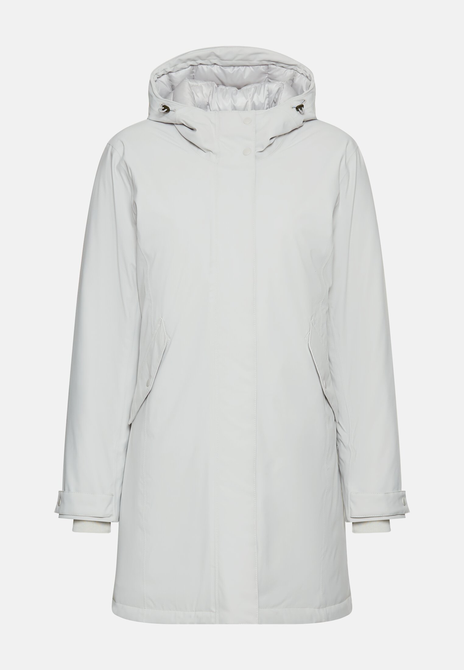 Damen Funktionsparka mit reflektierenden Details Silber frontal vorn