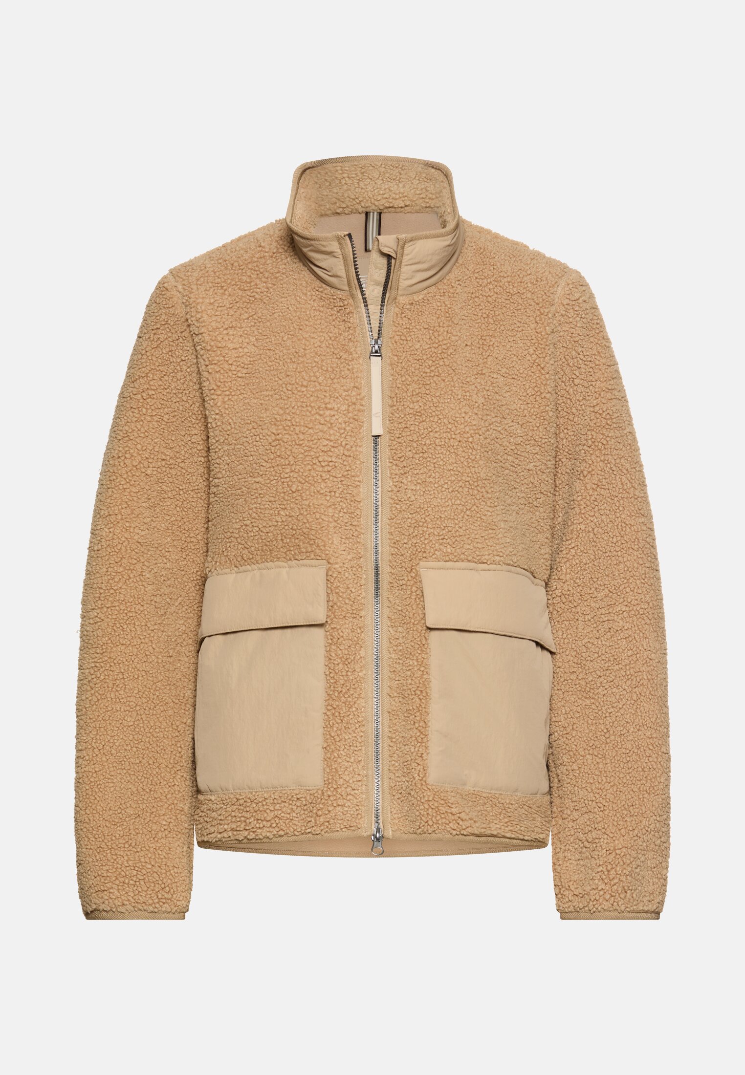 Women Teddy jacket with inside pocket Sand frontal front