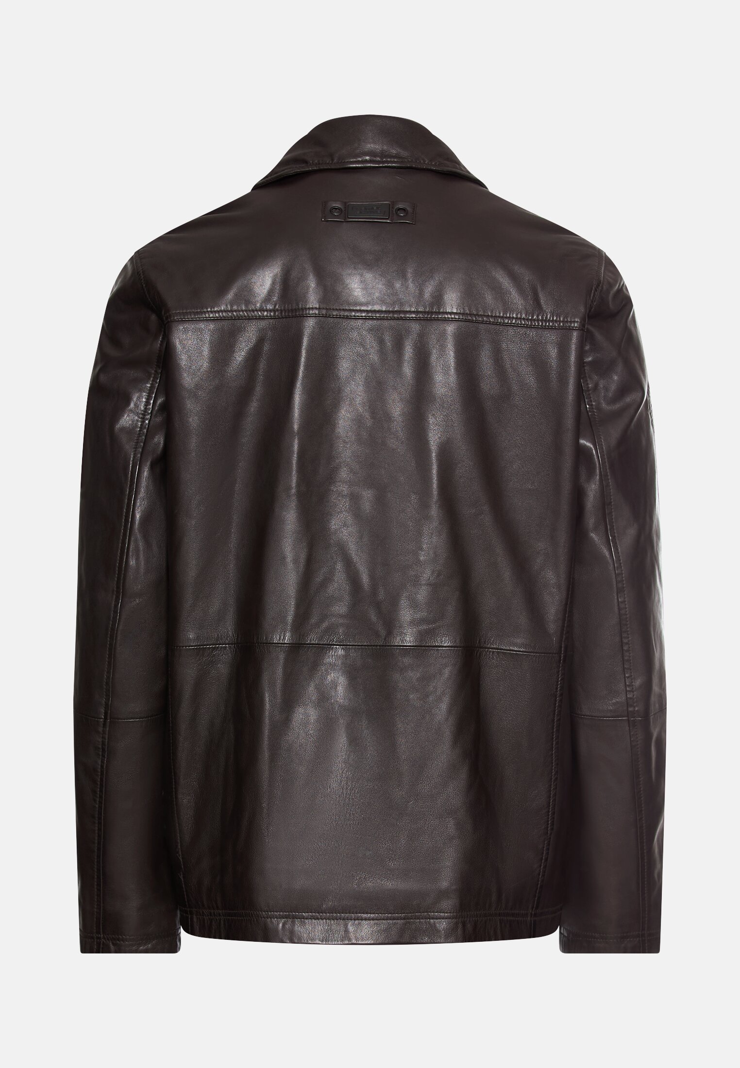 Herren Lederjacke mit Steppfutter Dunkelbraun frontal hinten