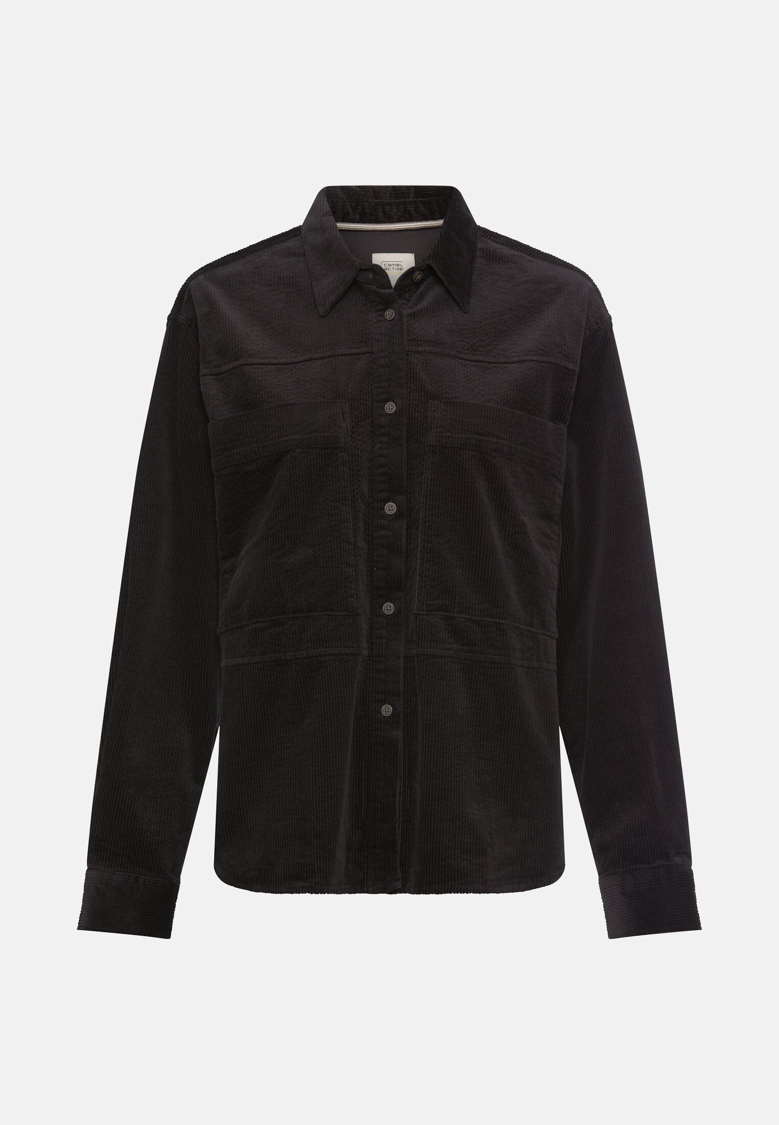 Damen Oversize-Bluse mit Hemdkragen Schwarz frontal vorn