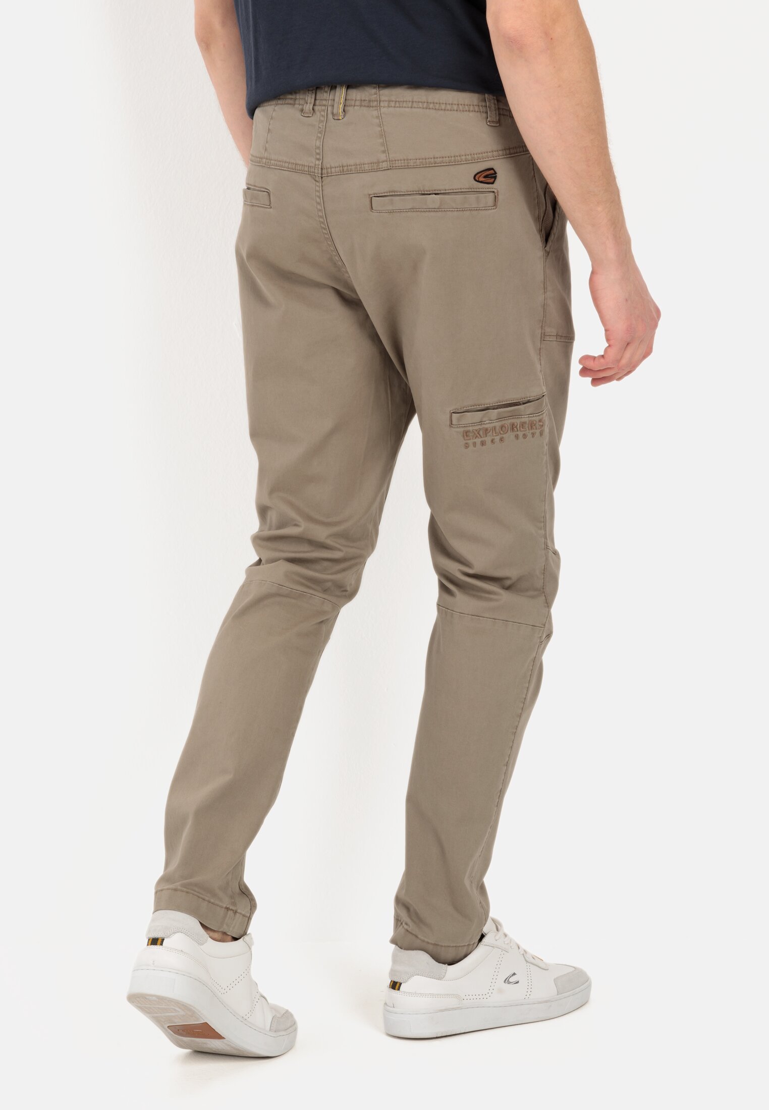 Men Tapered Fit Chino Brown worn back