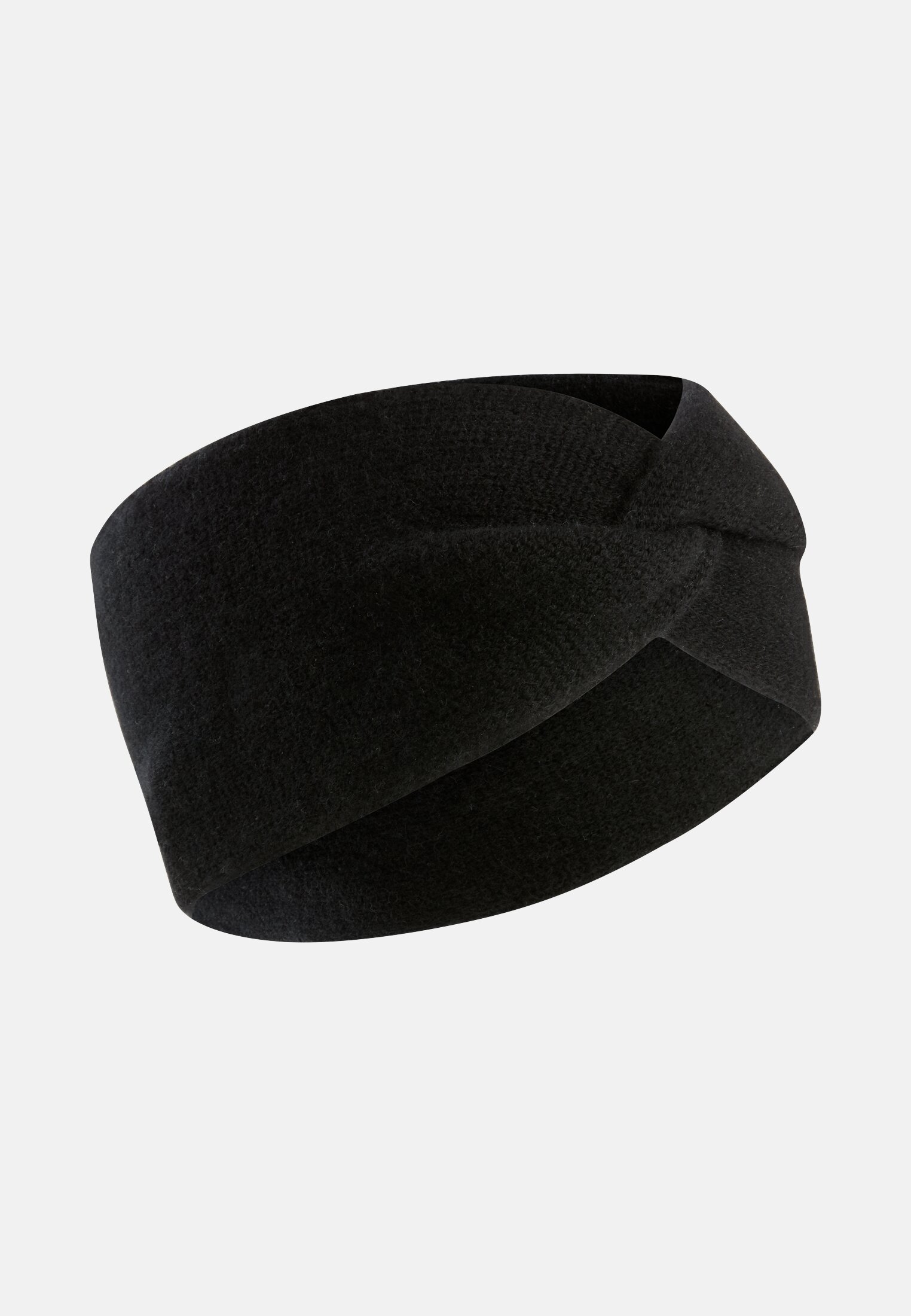 Damen Stirnband aus reinem Kaschmir Schwarz frontal vorn