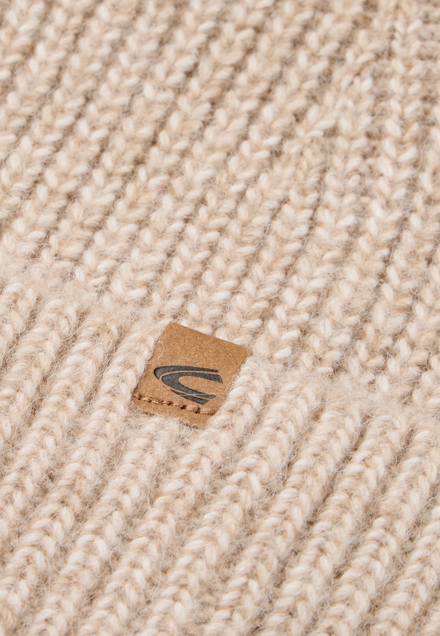 Damen Warme Mütze aus Wollmischung Beige frontal hinten