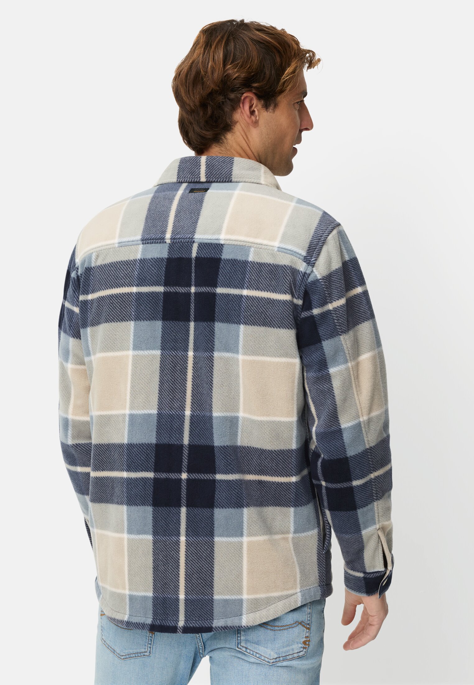 Heren Overshirt met zakken Lichtblauw gedragen achter