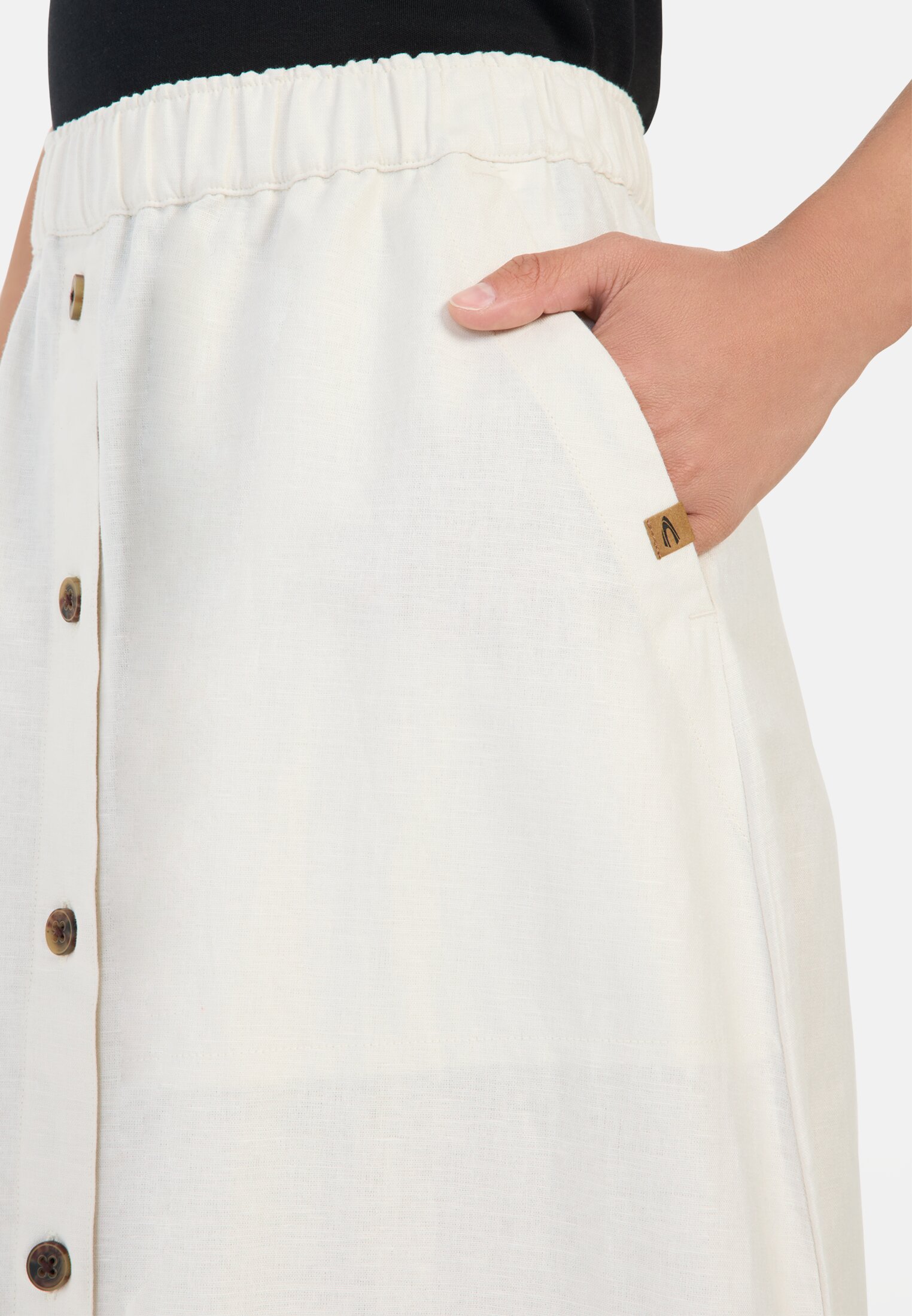 Vrouwen A-lijnrok met elastische tailleband Wit gedragen detail dichtbij  