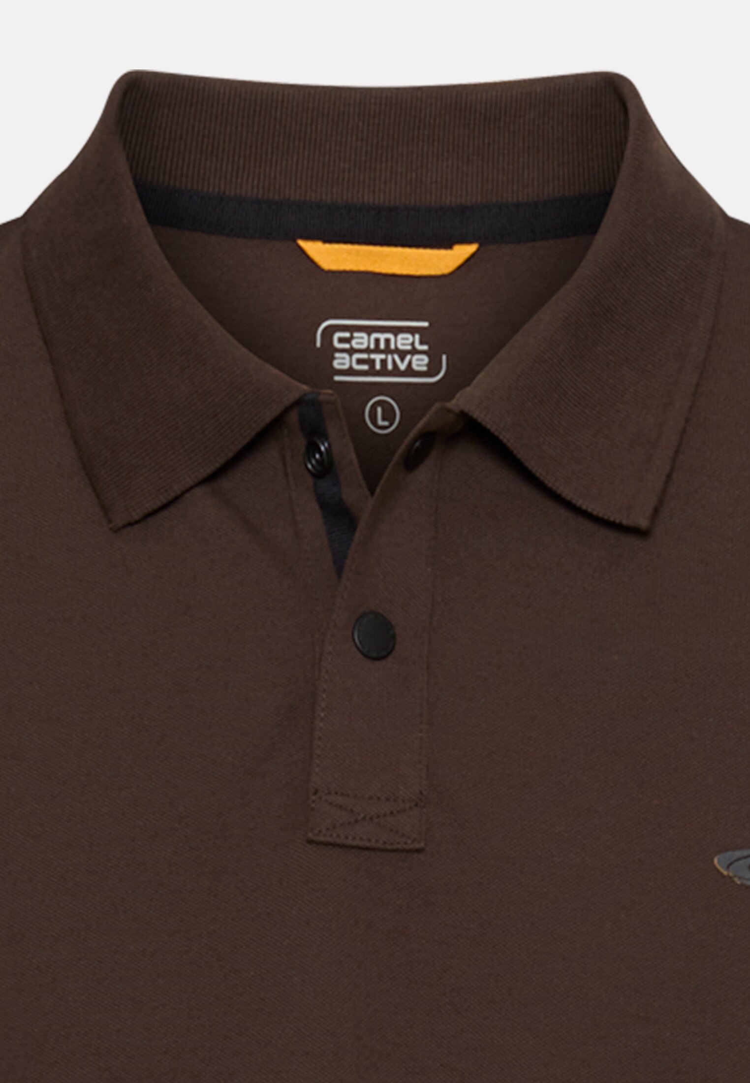 Men Polo shirt with contrast details Earth Brown front close