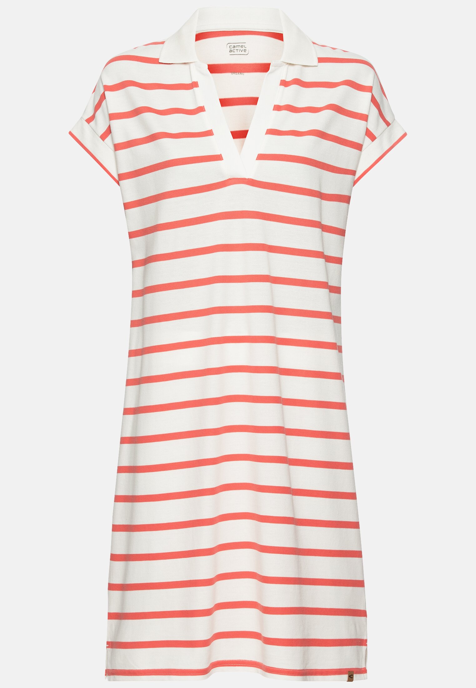 Damen Piqué Polokleid aus zertifiziertem Organic Cotton Rot-Orange frontal vorn