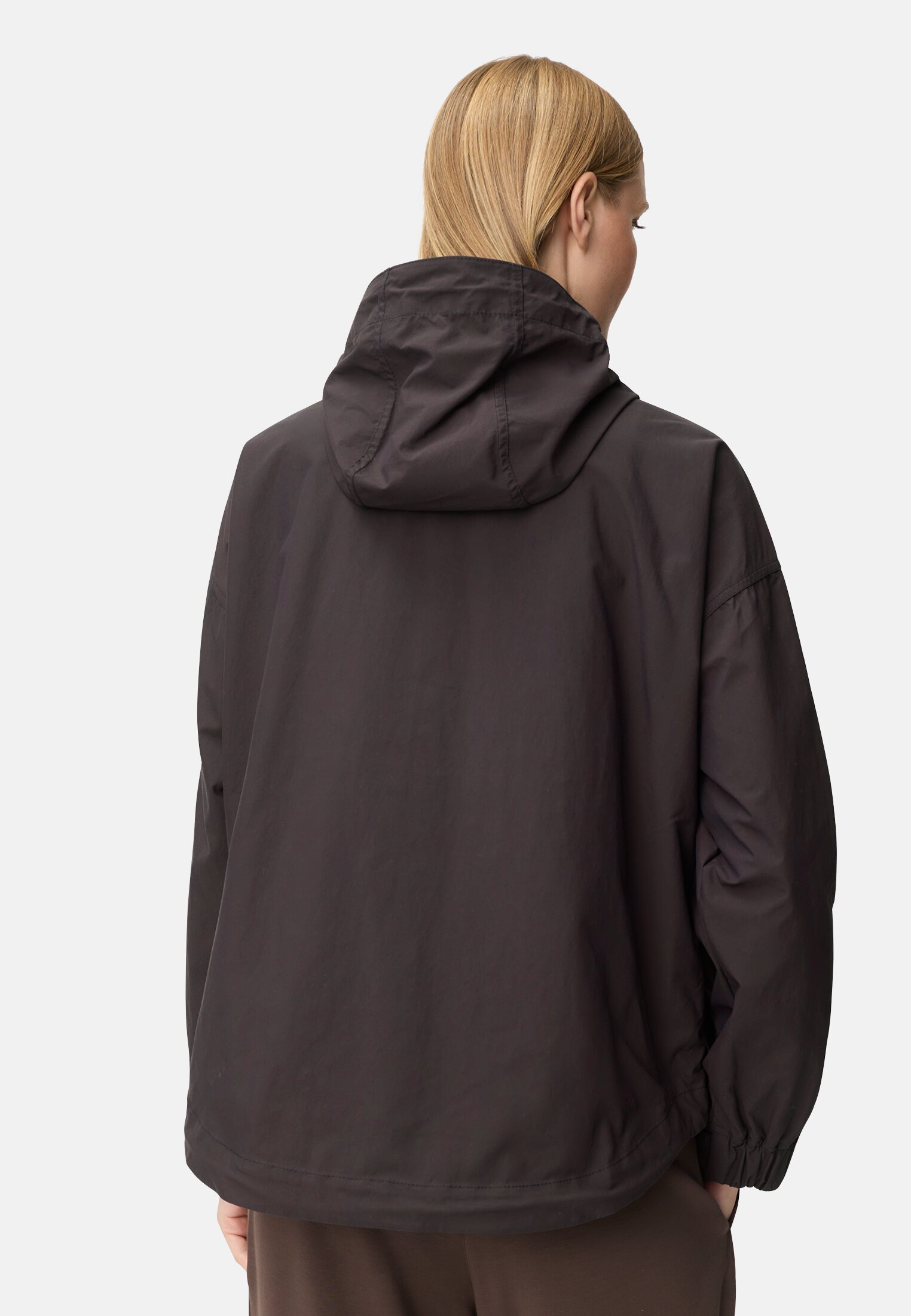 Women Blouson with 2-way zipper Black worn back