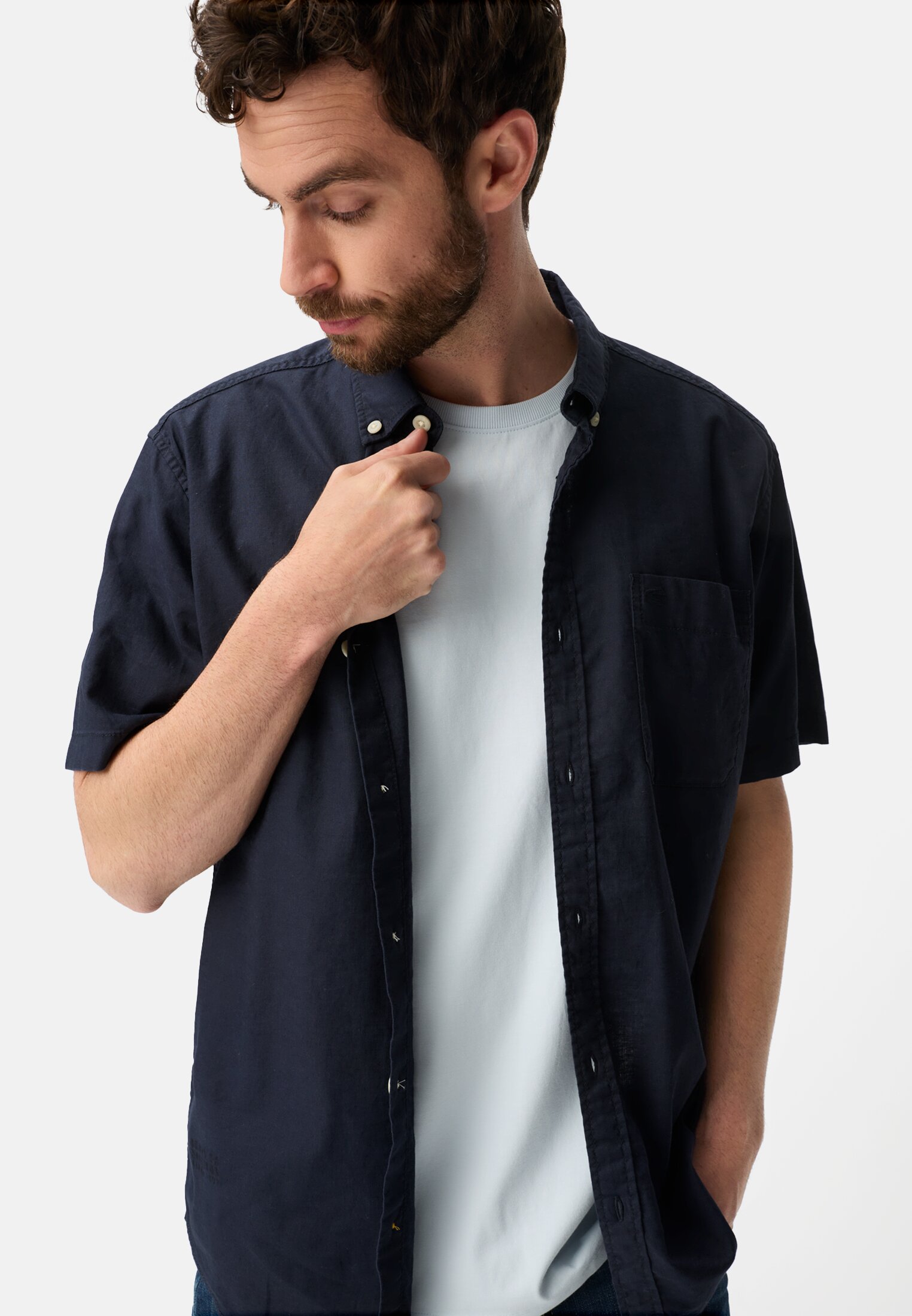 Heren T-shirt van puur katoen Hemelsblauw gedragen emotional