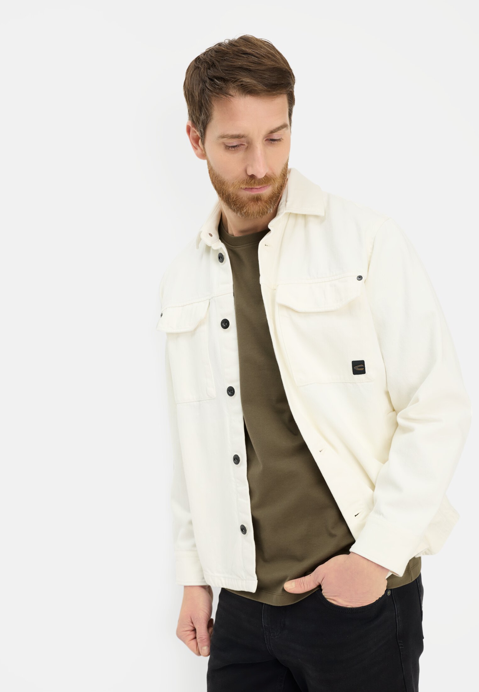 Heren T-shirt van puur katoen Olijfgroen gedragen emotional