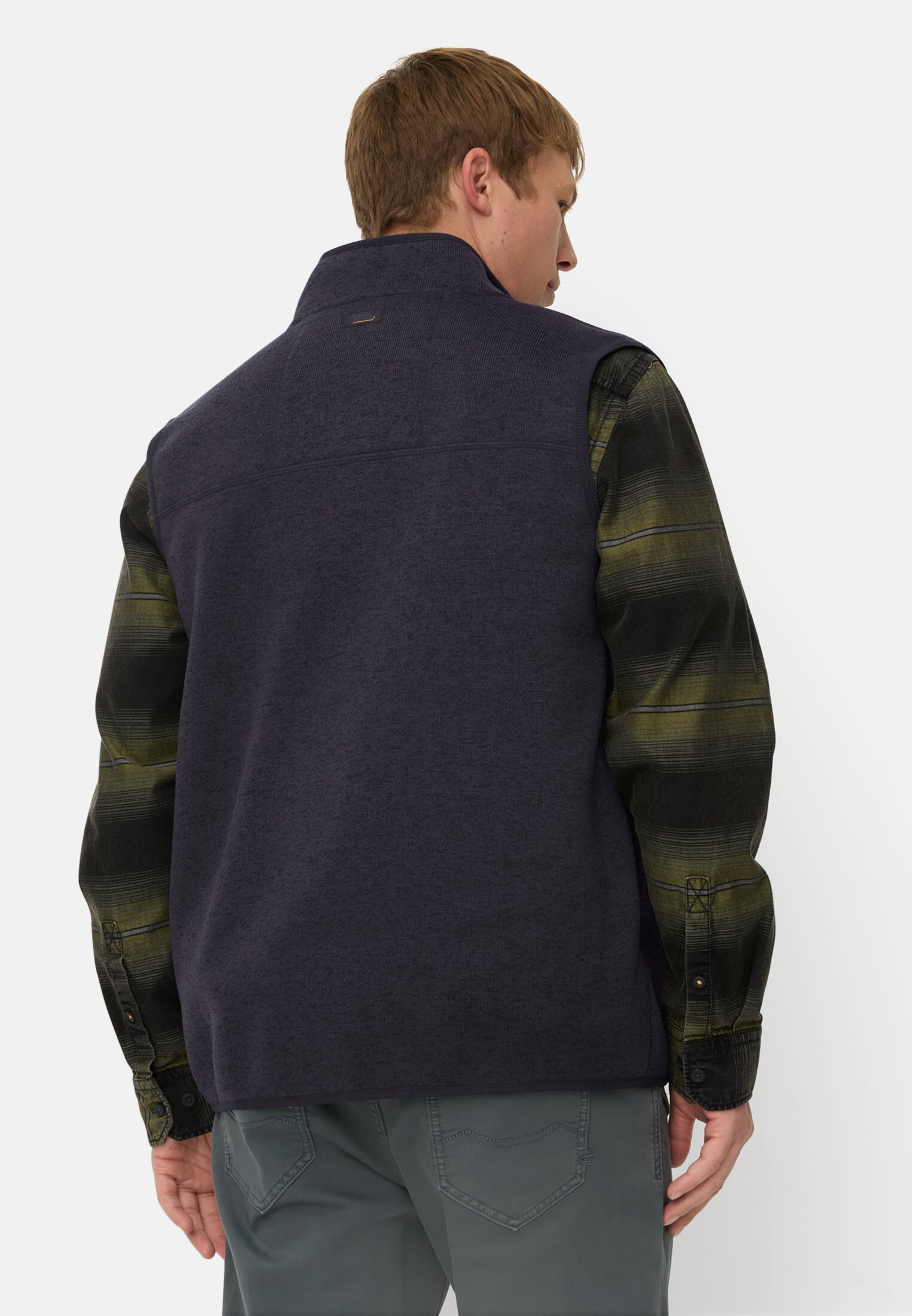 Men Fleece vest with warming lining Navyblue worn back