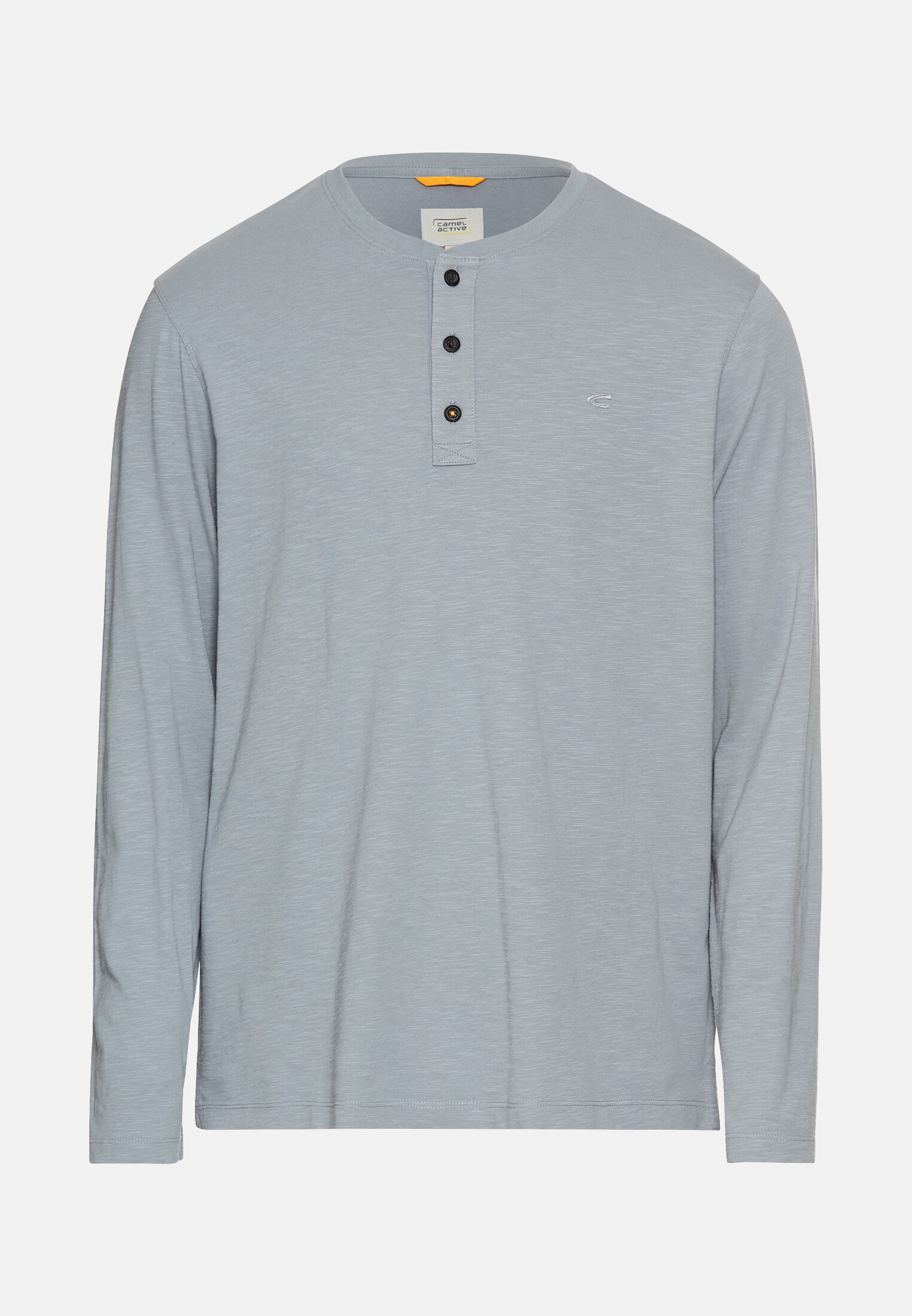 Men Henley Shirt made of pure cotton Stone blue frontal front