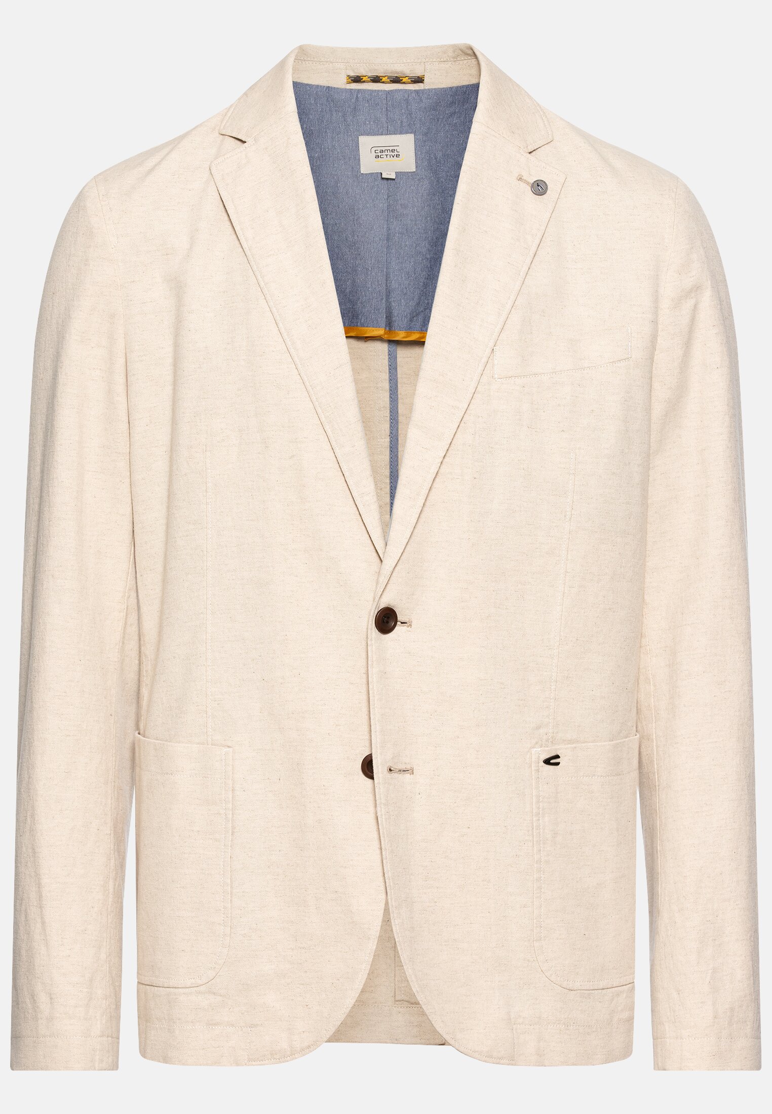 Herren Casual Sakko aus Baumwoll-Leinen-Mix Sand frontal vorn