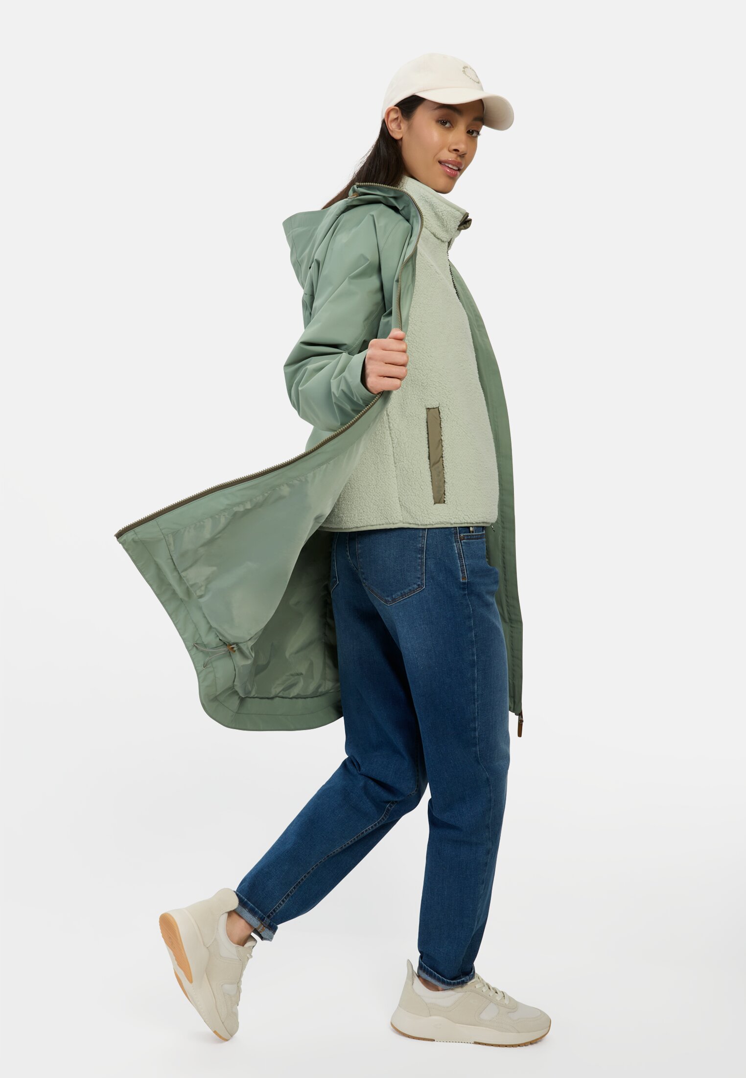 Women teXXXactive® functional coat with hood Mintgreen worn emotional
