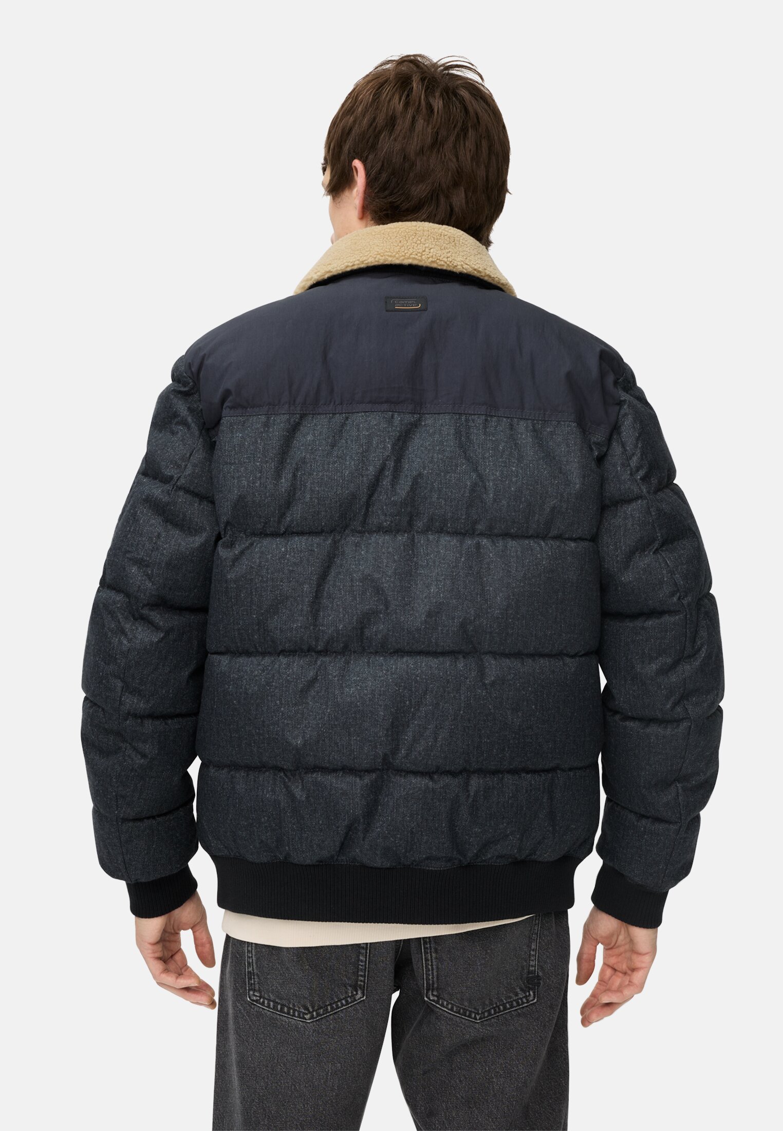 Herren Blouson mit abnehmbarem Kragen Navyblau getragen hinten