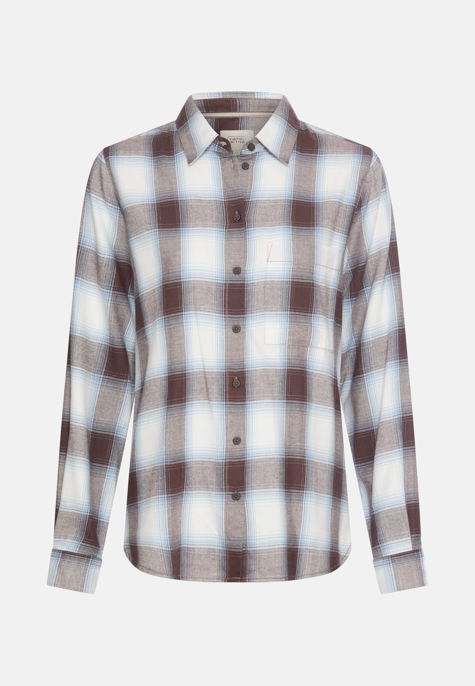 Women Blouse with breast pocket Brown frontal front
