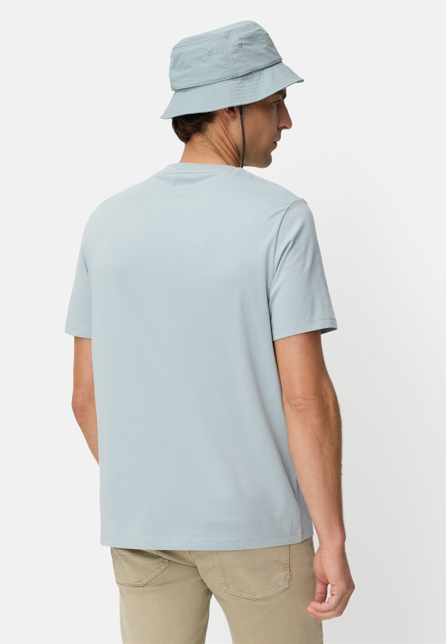 Men fleXXXactive® T-shirt with crew neck Water Blue worn back