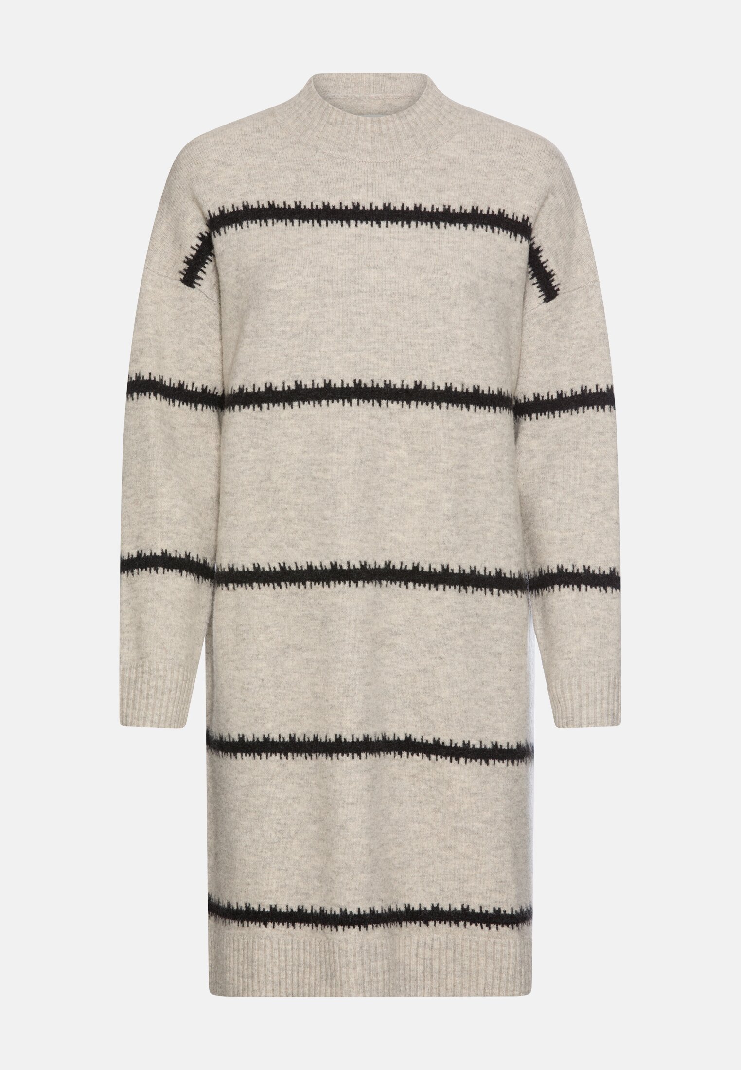 Vrouwen Gebreide jurk met opstaande kraag Beige frontaal voor
