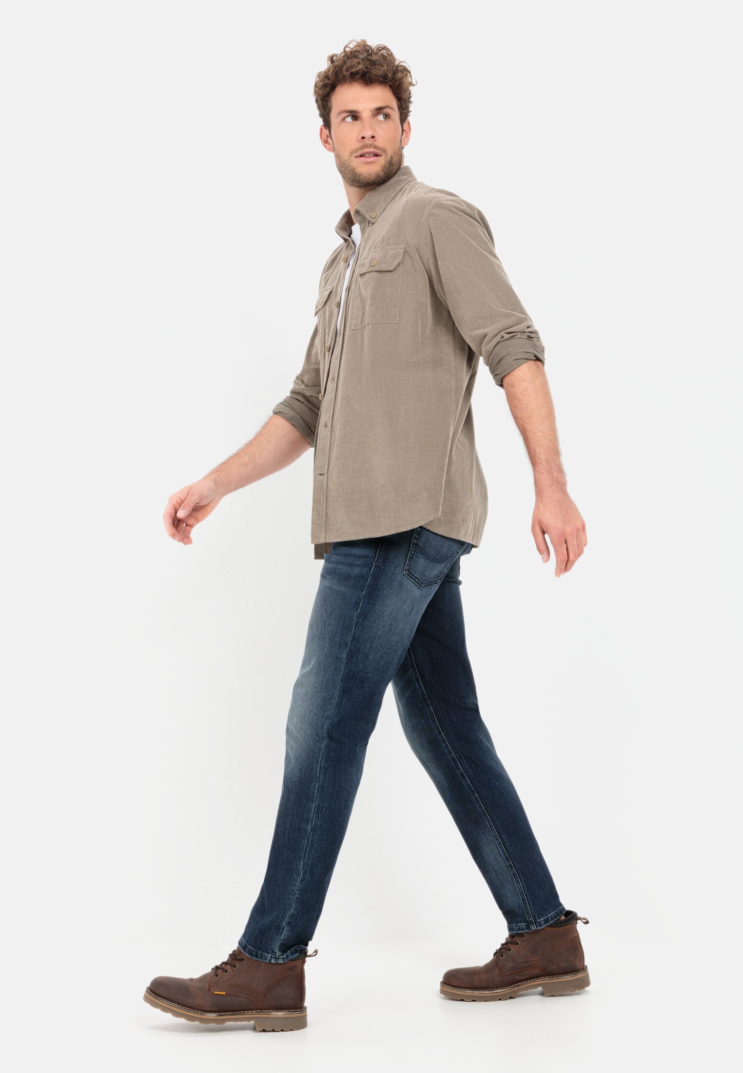 Men Regular Fit 5-Pocket Jeans with thermal lining Indigo Blue worn emotional