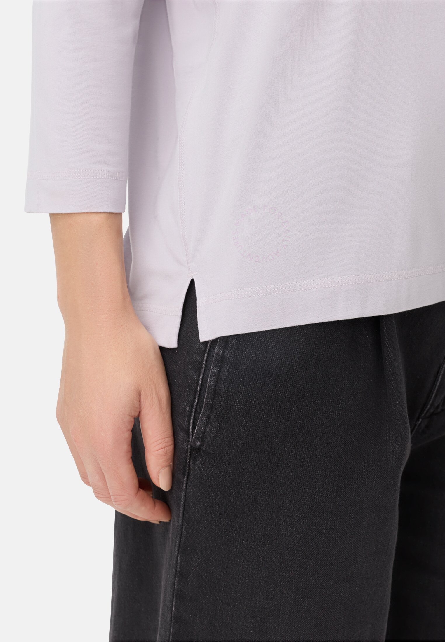 Women Long-sleeved shirt with a crew neck Purple worn detail close