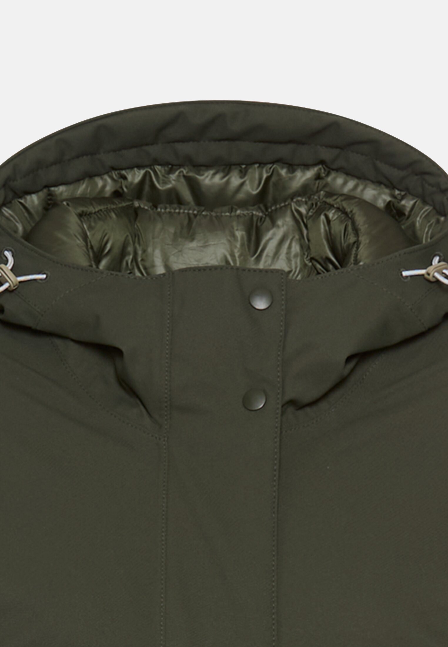 Damen Funktionsparka mit reflektierenden Details Waldgrün vorne nah