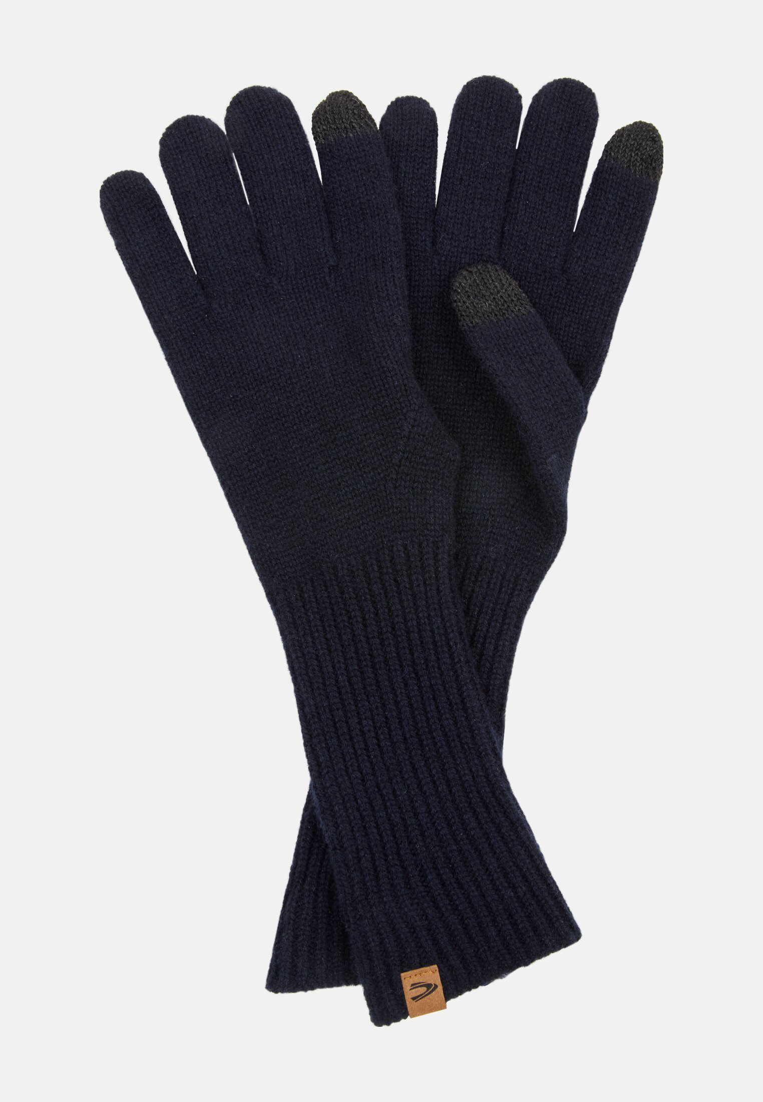 Women Cashmere gloves with ribbed texture Dark Blue frontal front