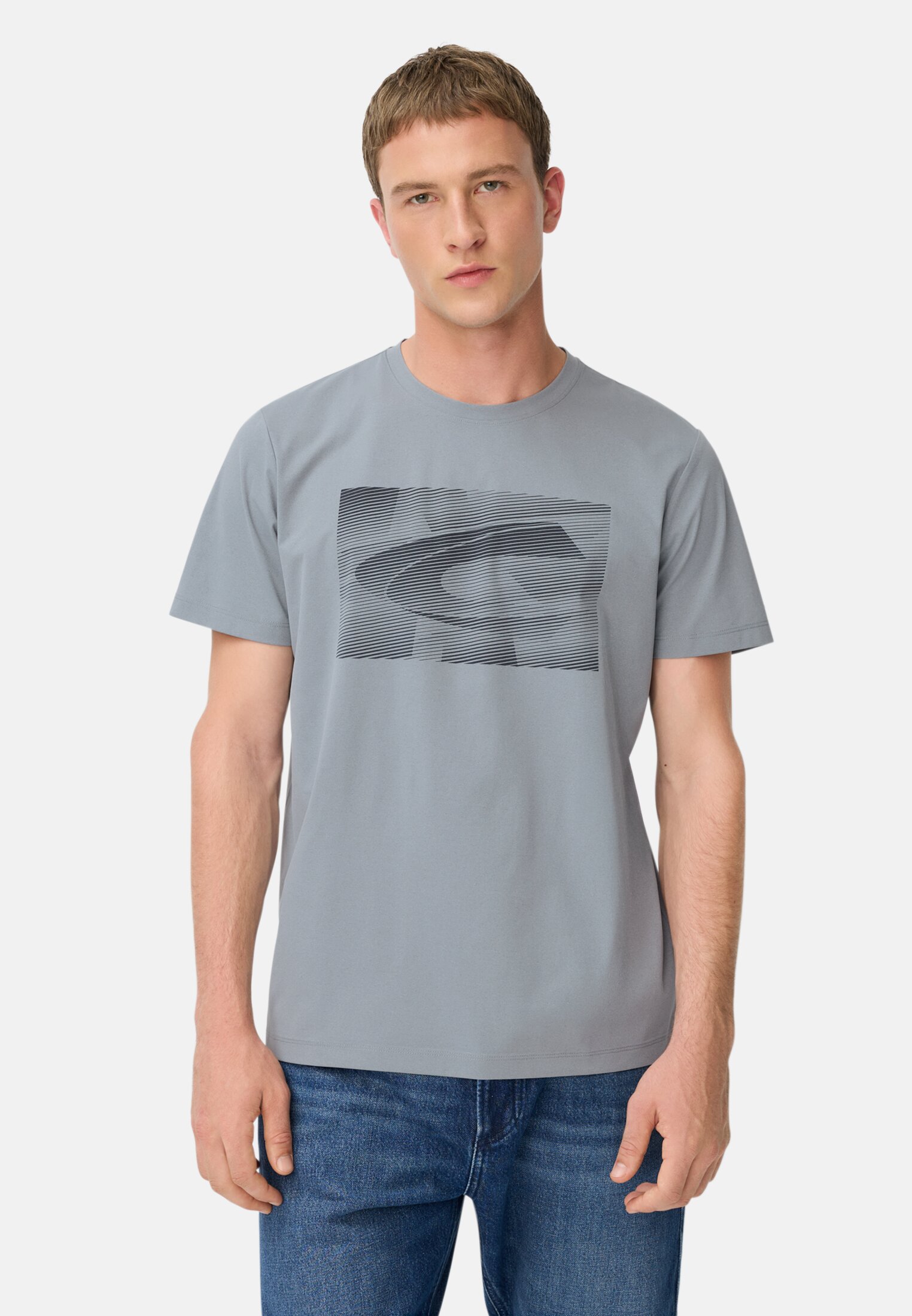 Heren T-shirt met snel droogfunctie Steenblauw gedragen voor