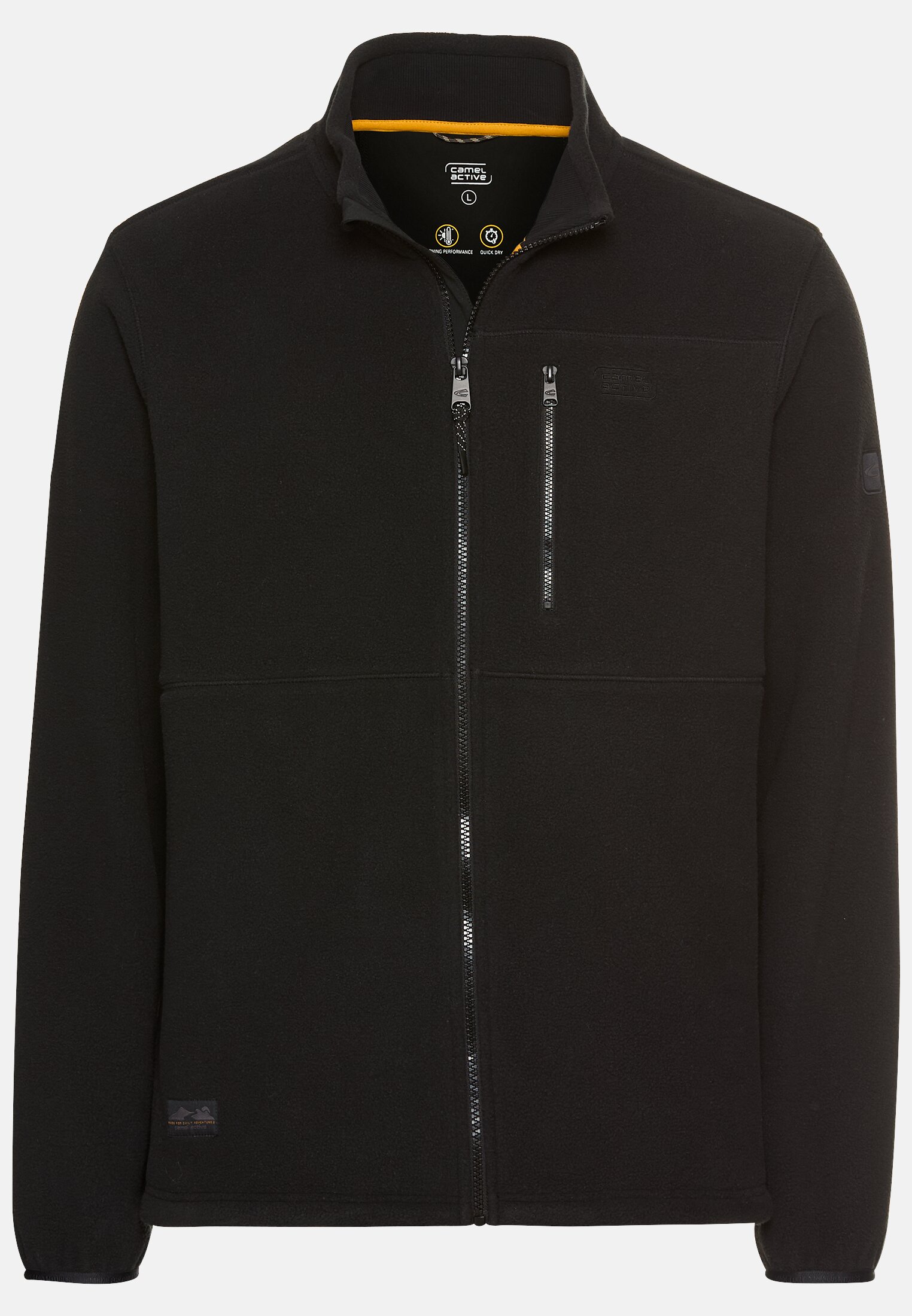 Men Fleece jacket with chest pocket Black frontal front