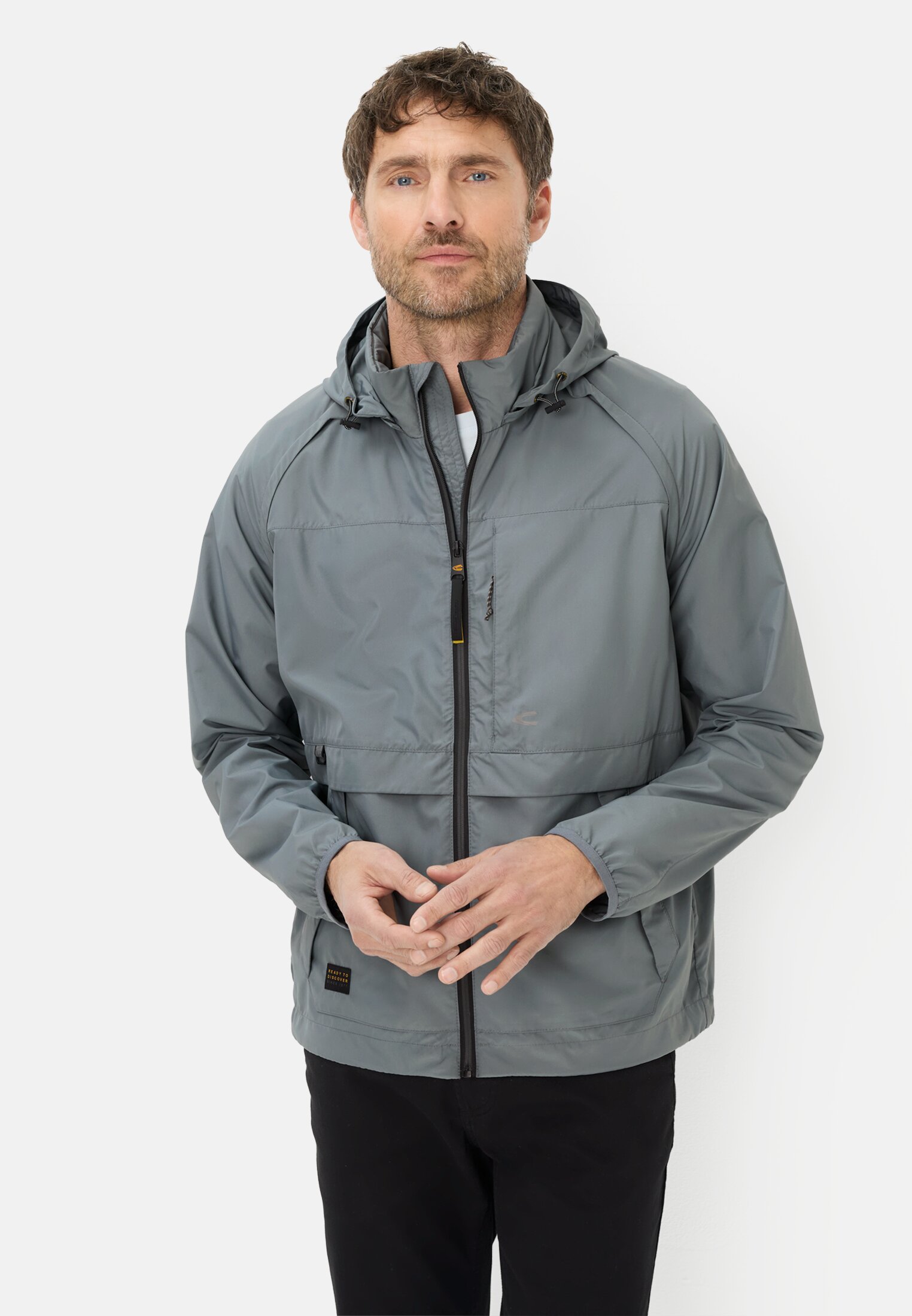 Men Transitional jacket made from particularly lightweight material Grey worn front
