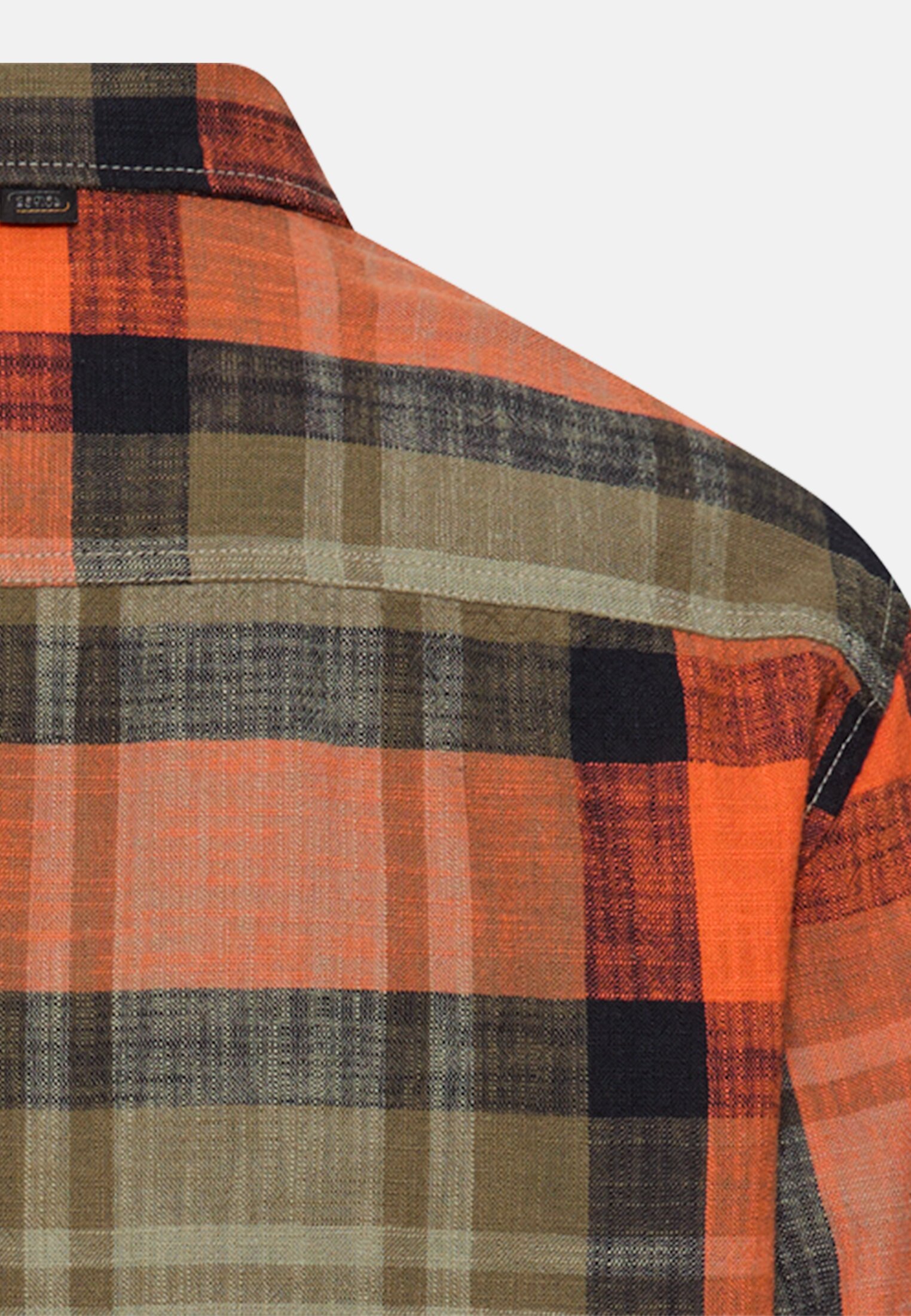 Men Casual Long sleeve shirt made of pure cotton Orange close back