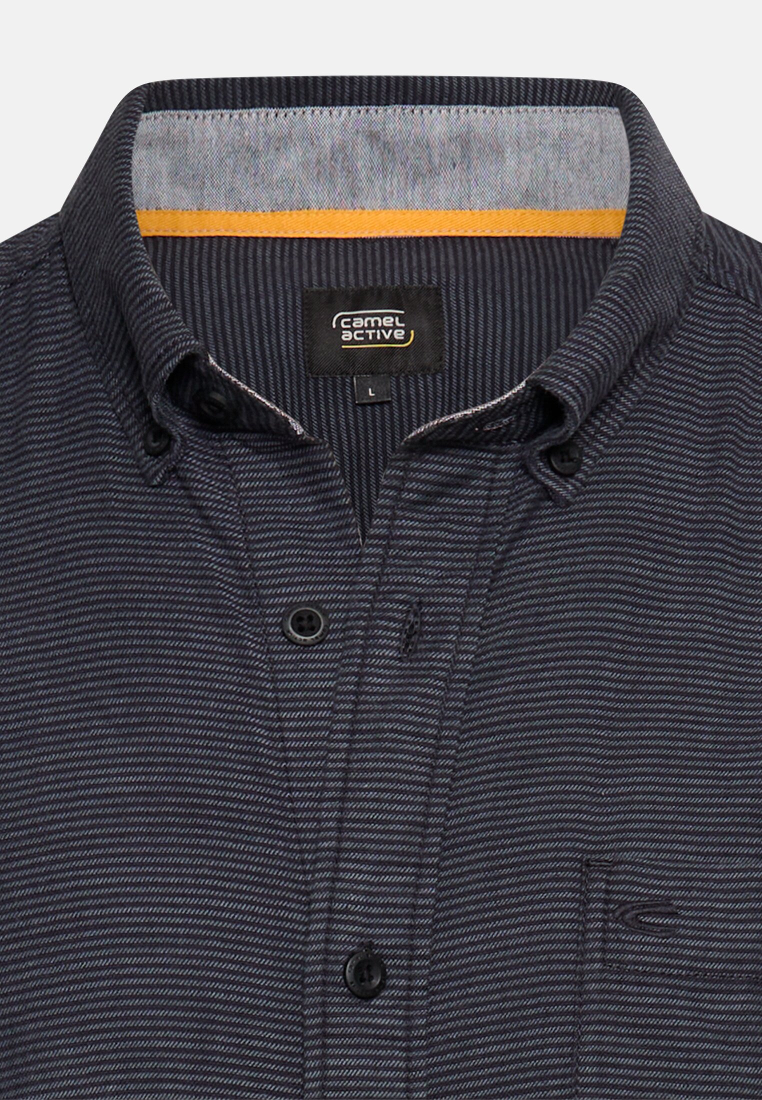 Herren Karohemd mit 2-Wege Stretch Navyblau vorne nah