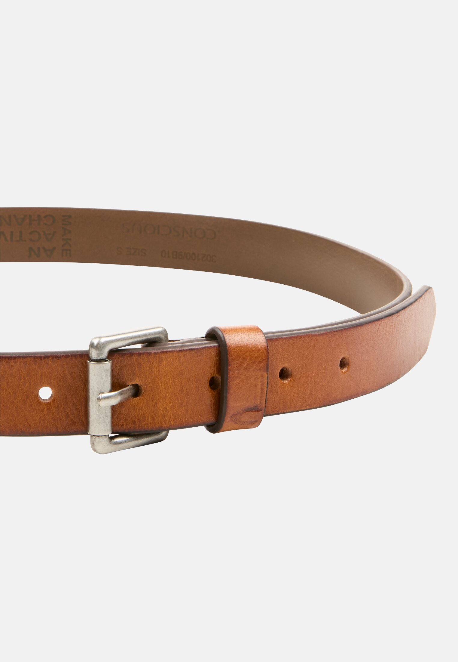 Women Leather belt with smooth surface Almond close back
