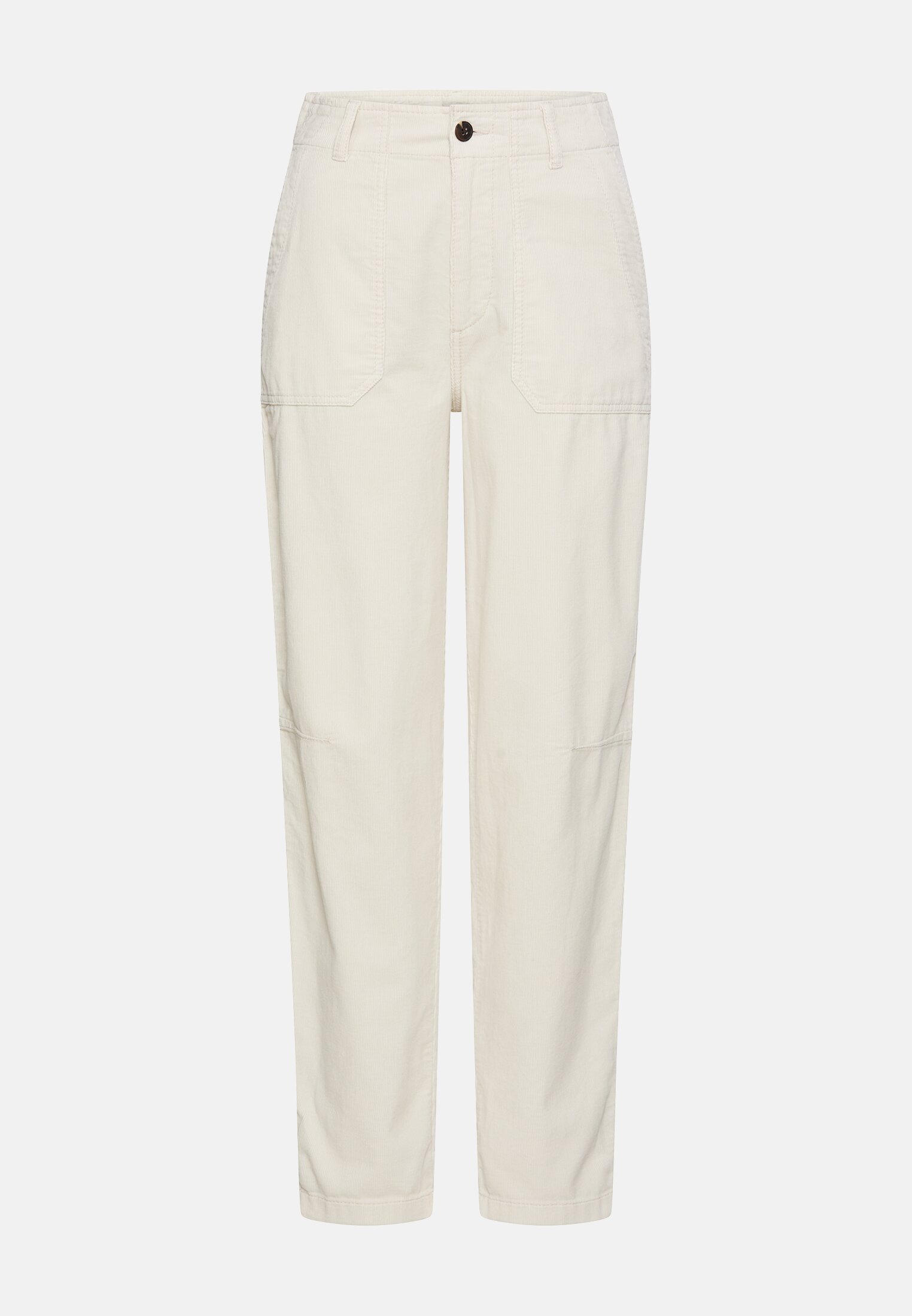 Vrouwen Worker-chino met elastische tailleband Melkwit frontaal voor