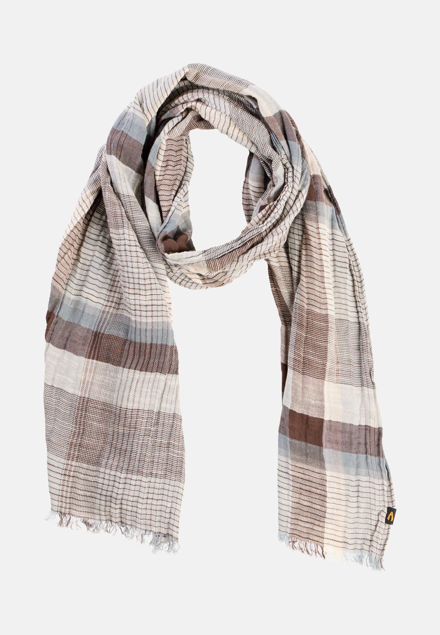 Herren Schal aus reiner Baumwolle Erdbraun frontal vorn