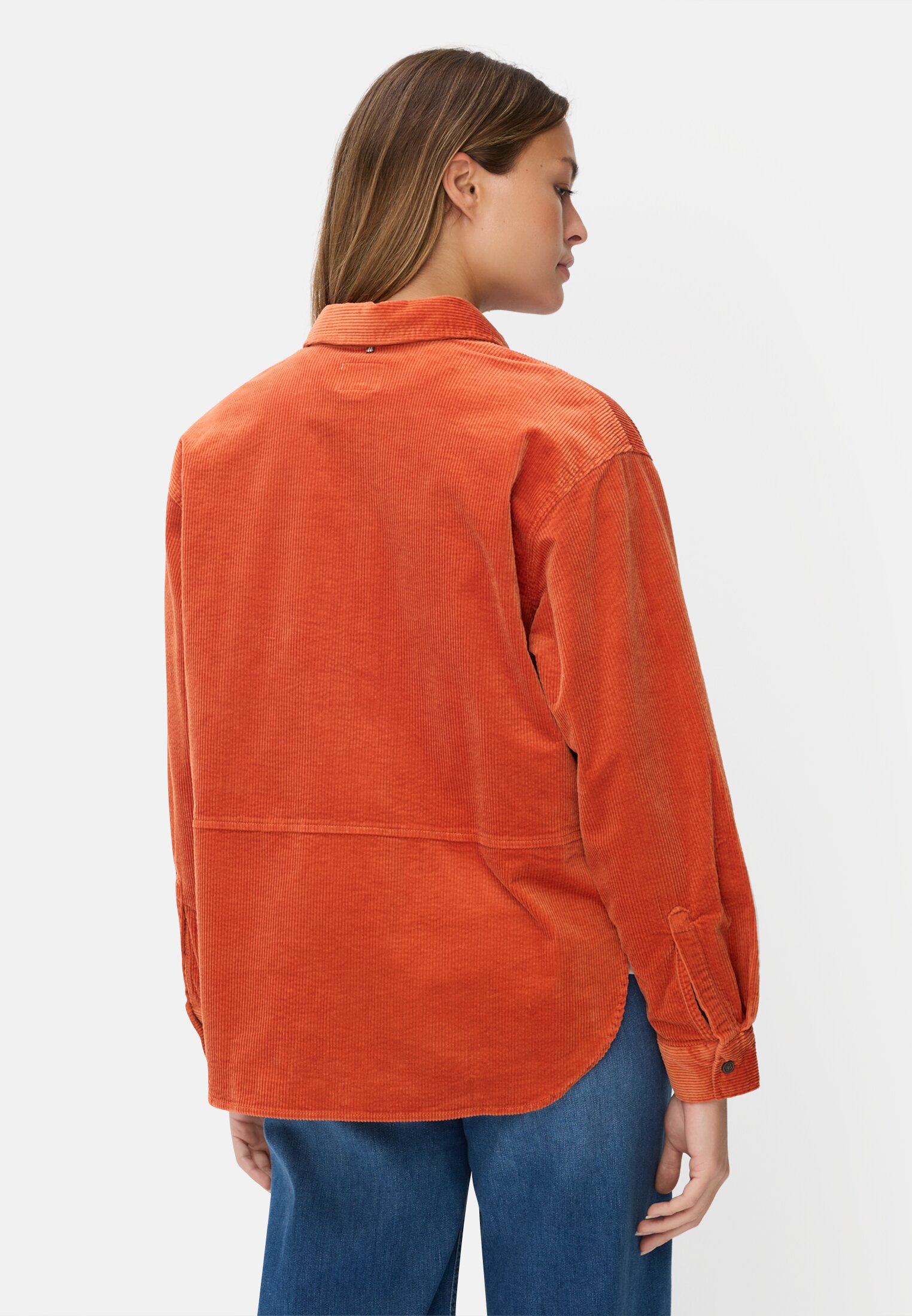 Vrouwen Oversized blouse met overhemdkraag Oranje gedragen achter