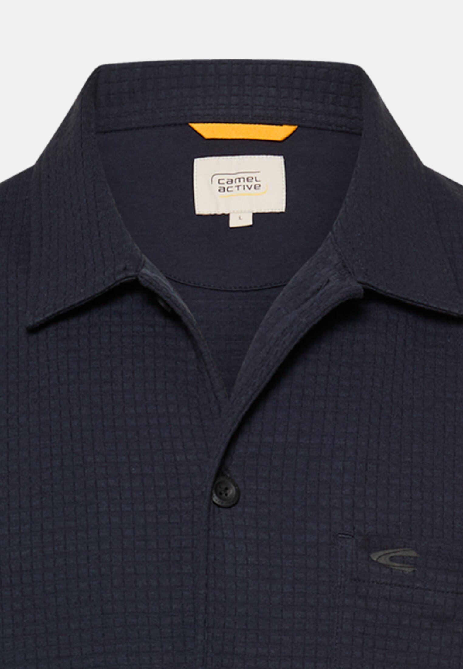 Heren Korte mouwen overhemd met borstzak Donkerblauw front dichtbij