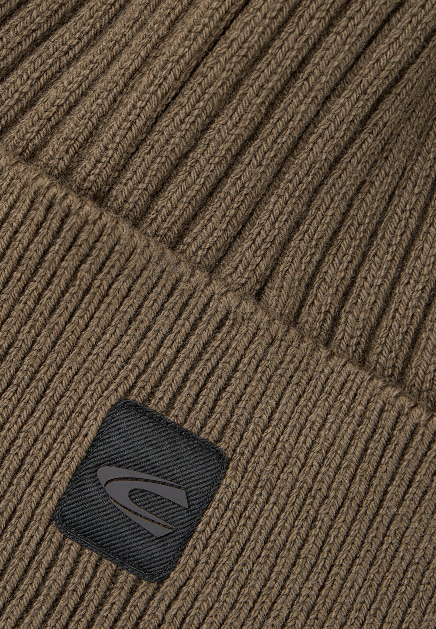 Herren Strickmütze aus Baumwollgemisch Olivbraun frontal hinten