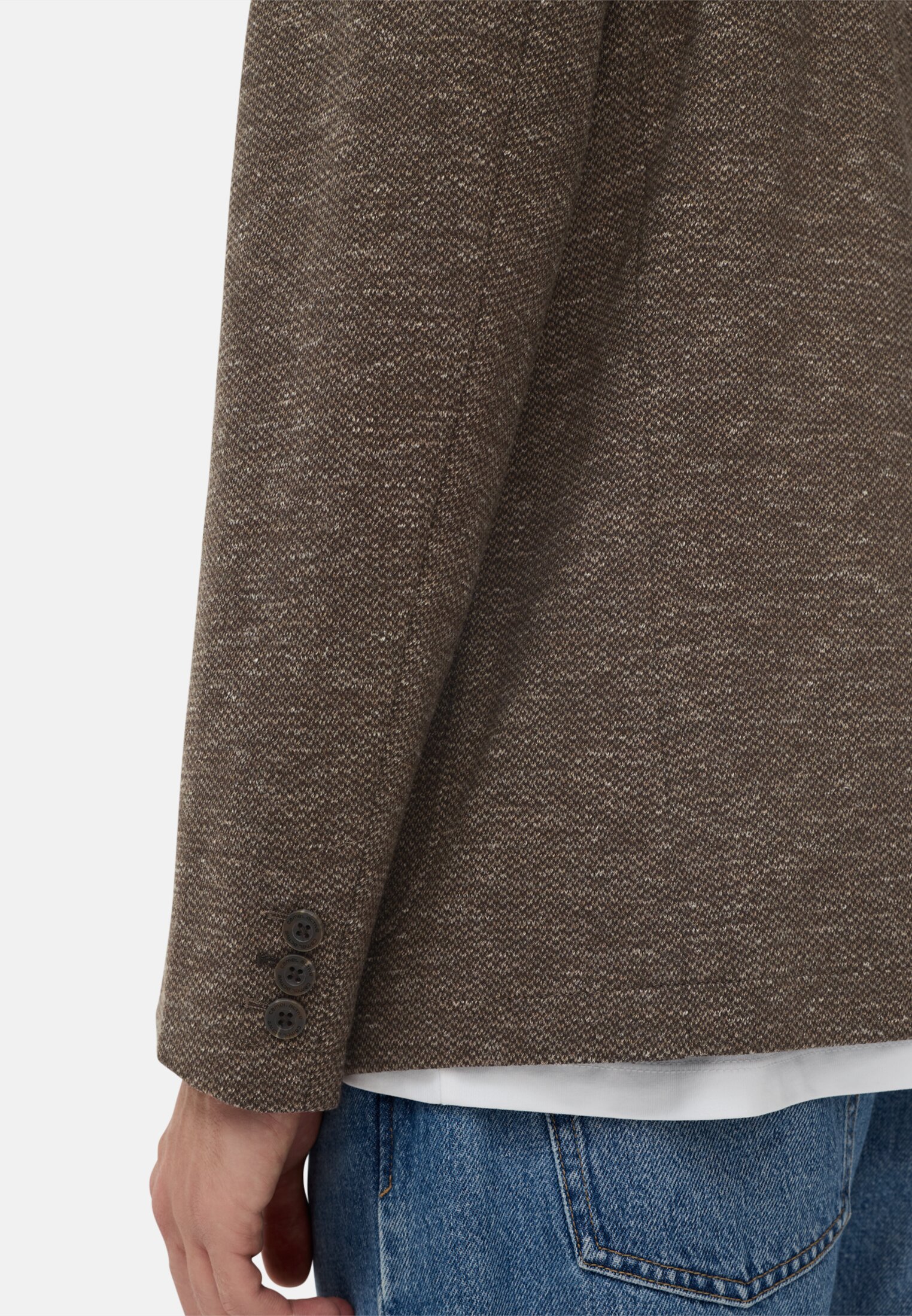 Men 2-button blazer in cotton blend Brown worn detail close