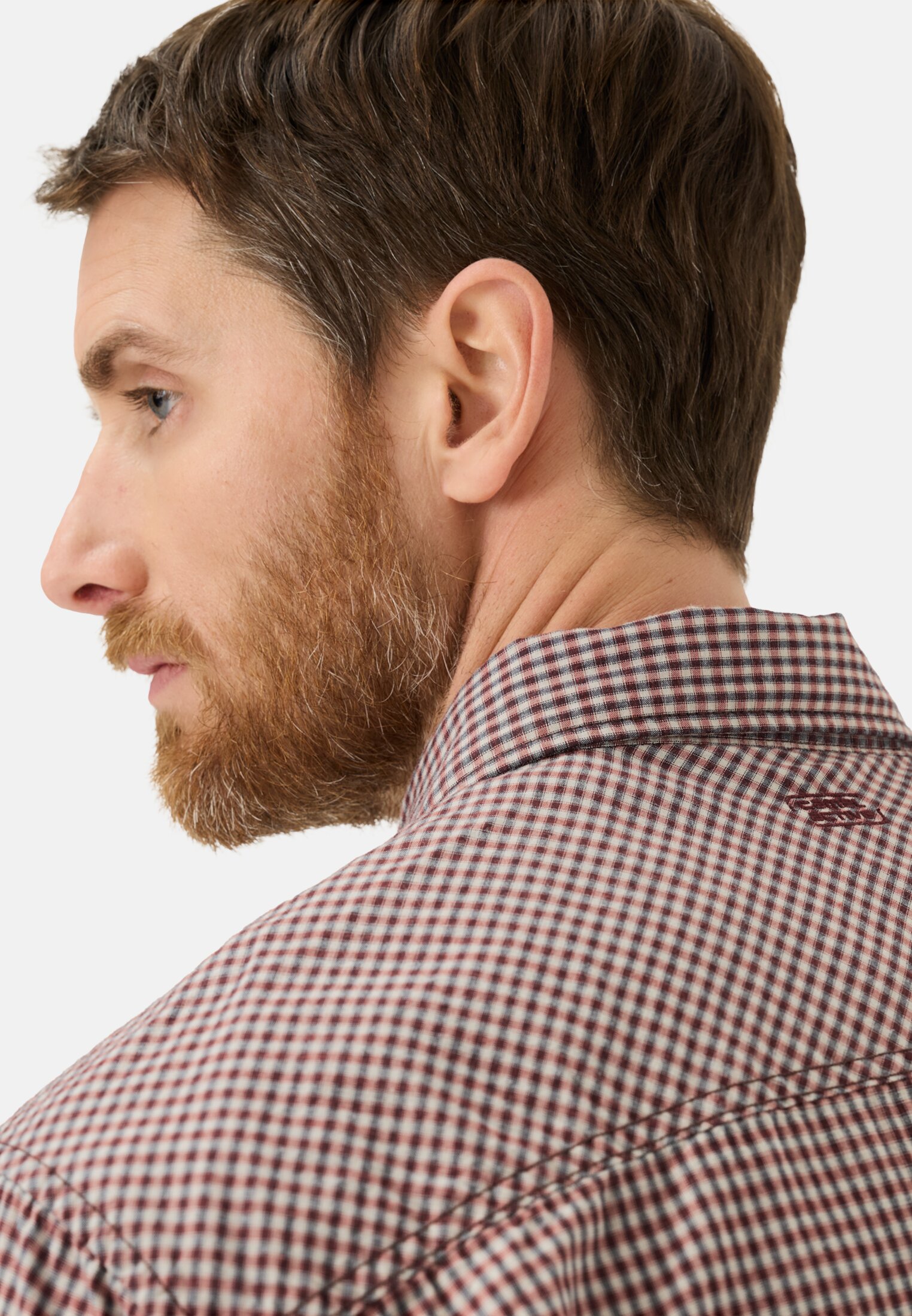 Heren Overhemd met lange mouwen met borstzak B: Rood gedragen detail dichtbij