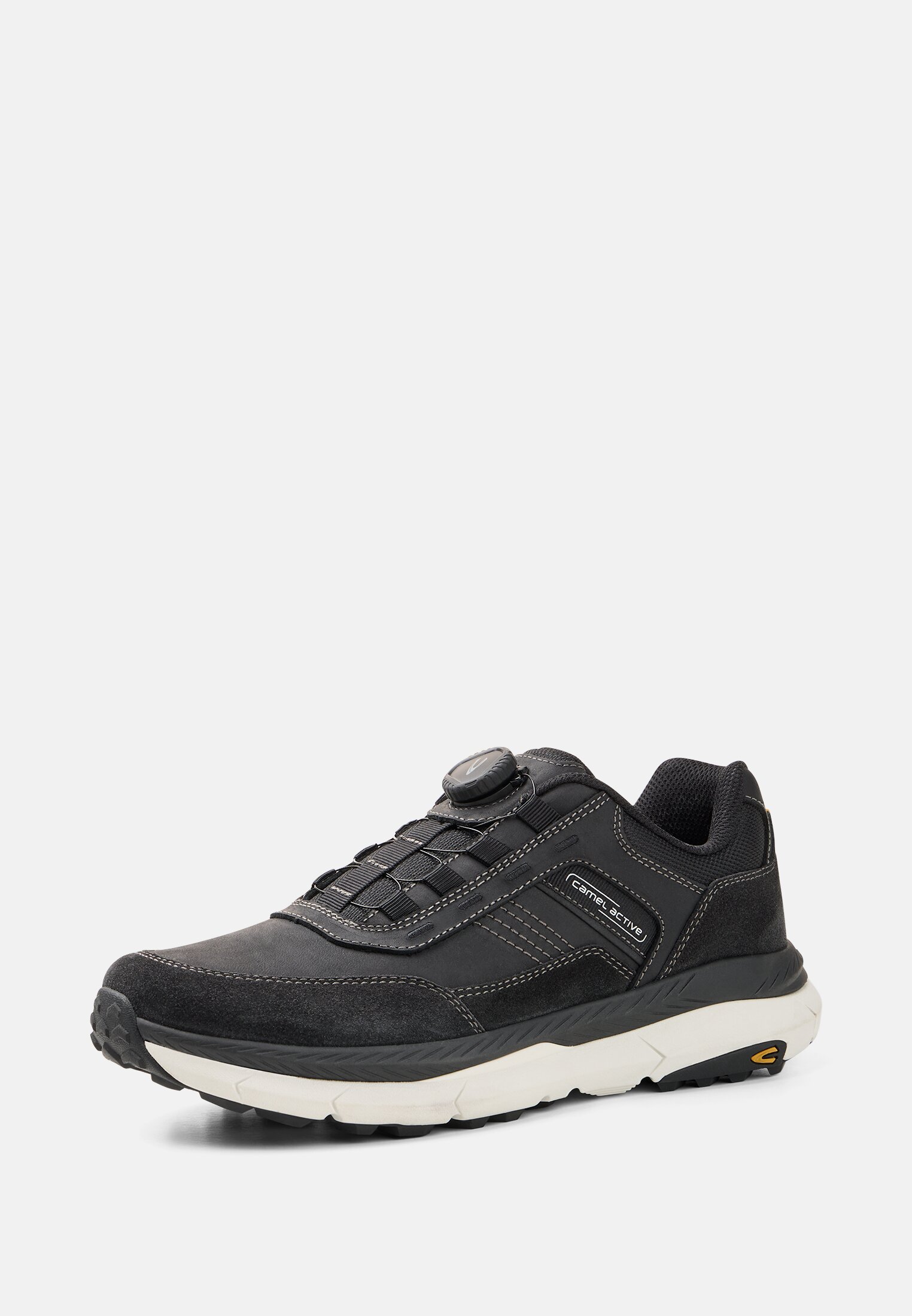Herren Leder Sneaker mit Textilfutter Schwarz frontal hinten