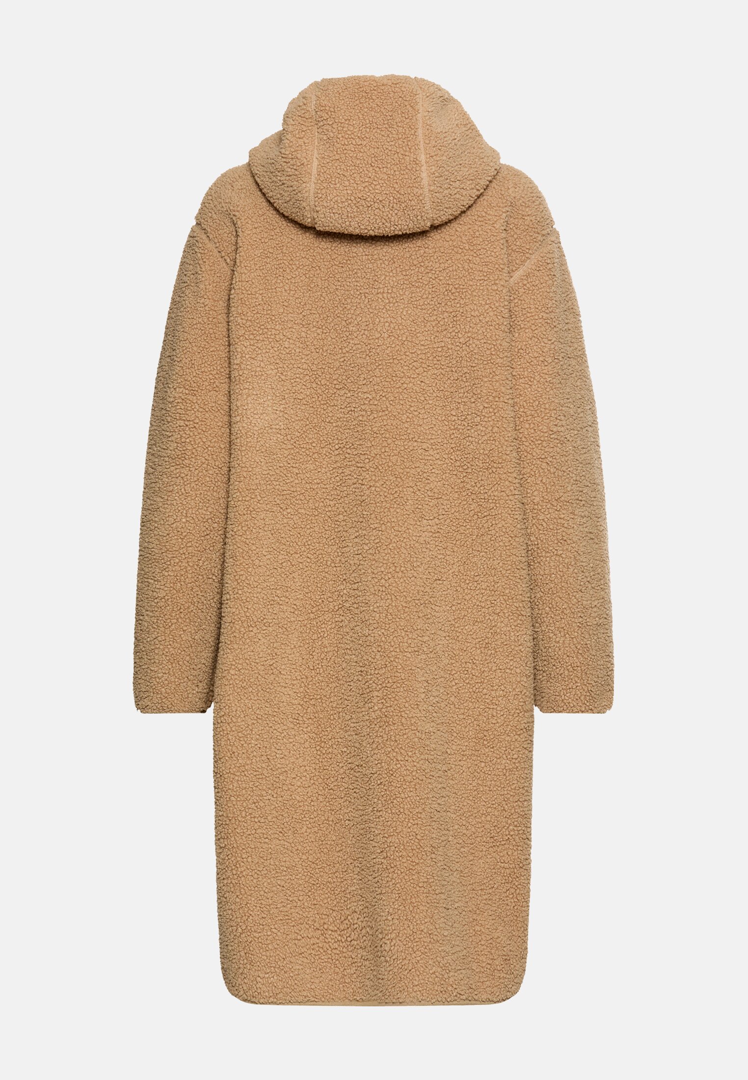 Women Teddy coat with 2-way zipper Sand frontal back
