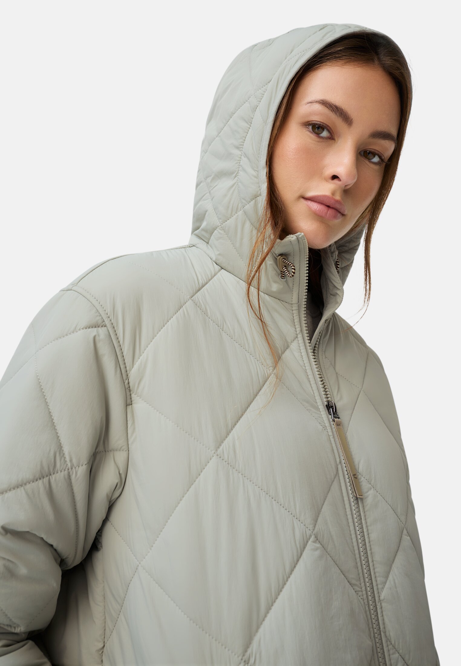 Women Water-repellent parka with two-way zip Sage worn emotional