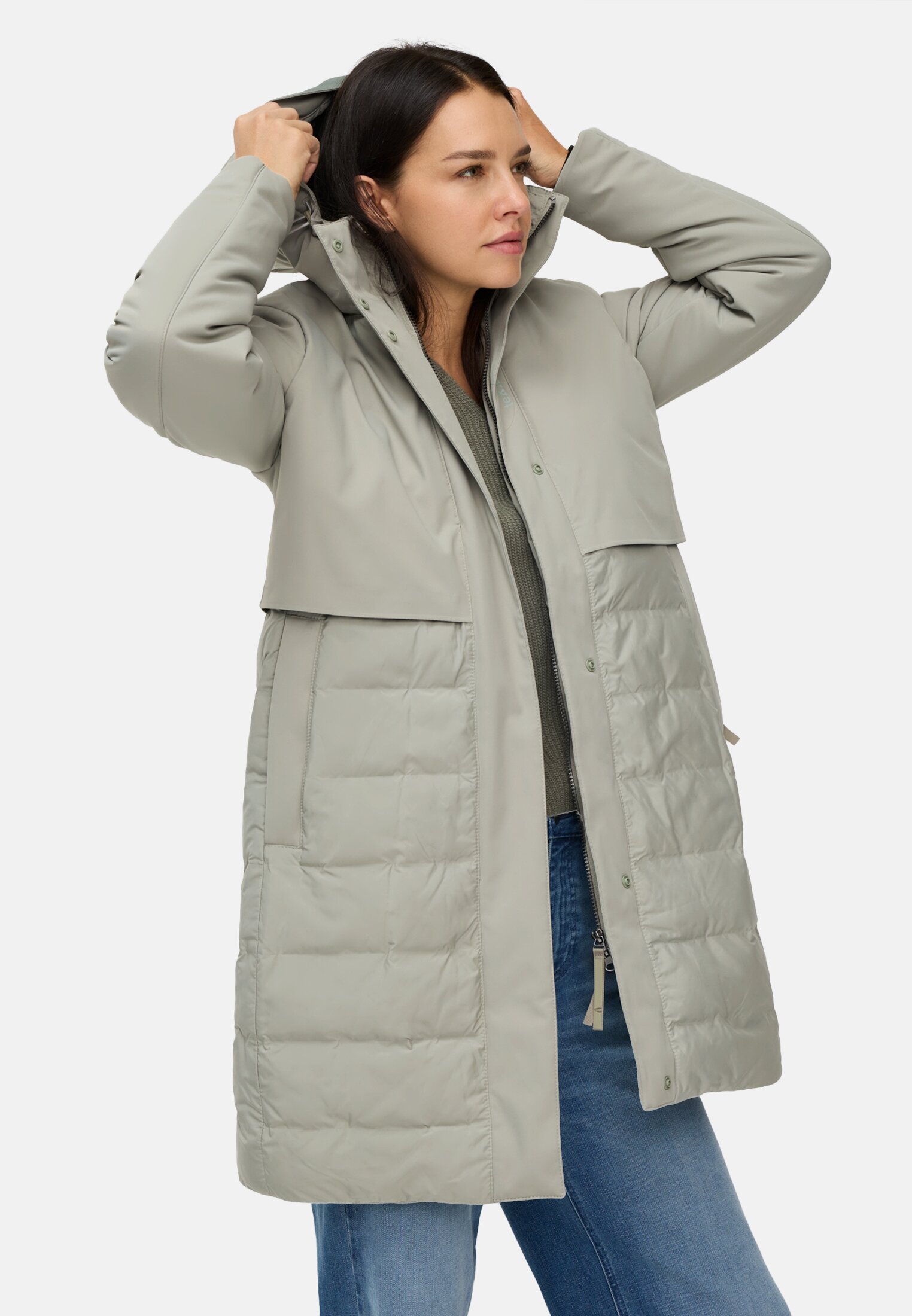 Damen teXXXactive®  Funktionsparka mit Kapuze Dunkelsalbei getragen emotional