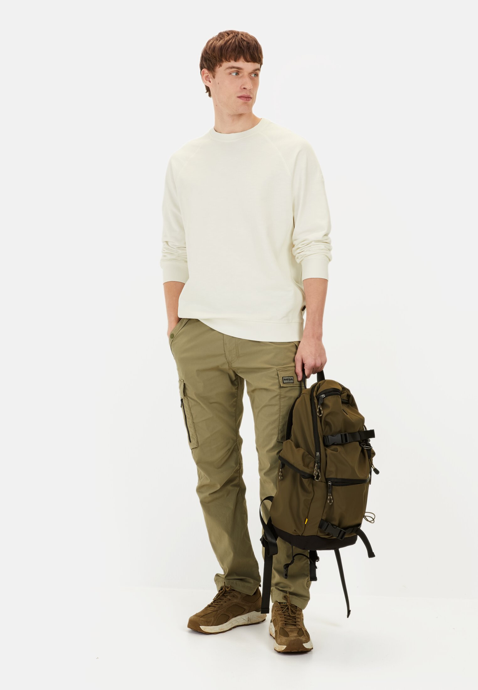 Men Sweatshirt made from pure Cotton Beige worn emotional