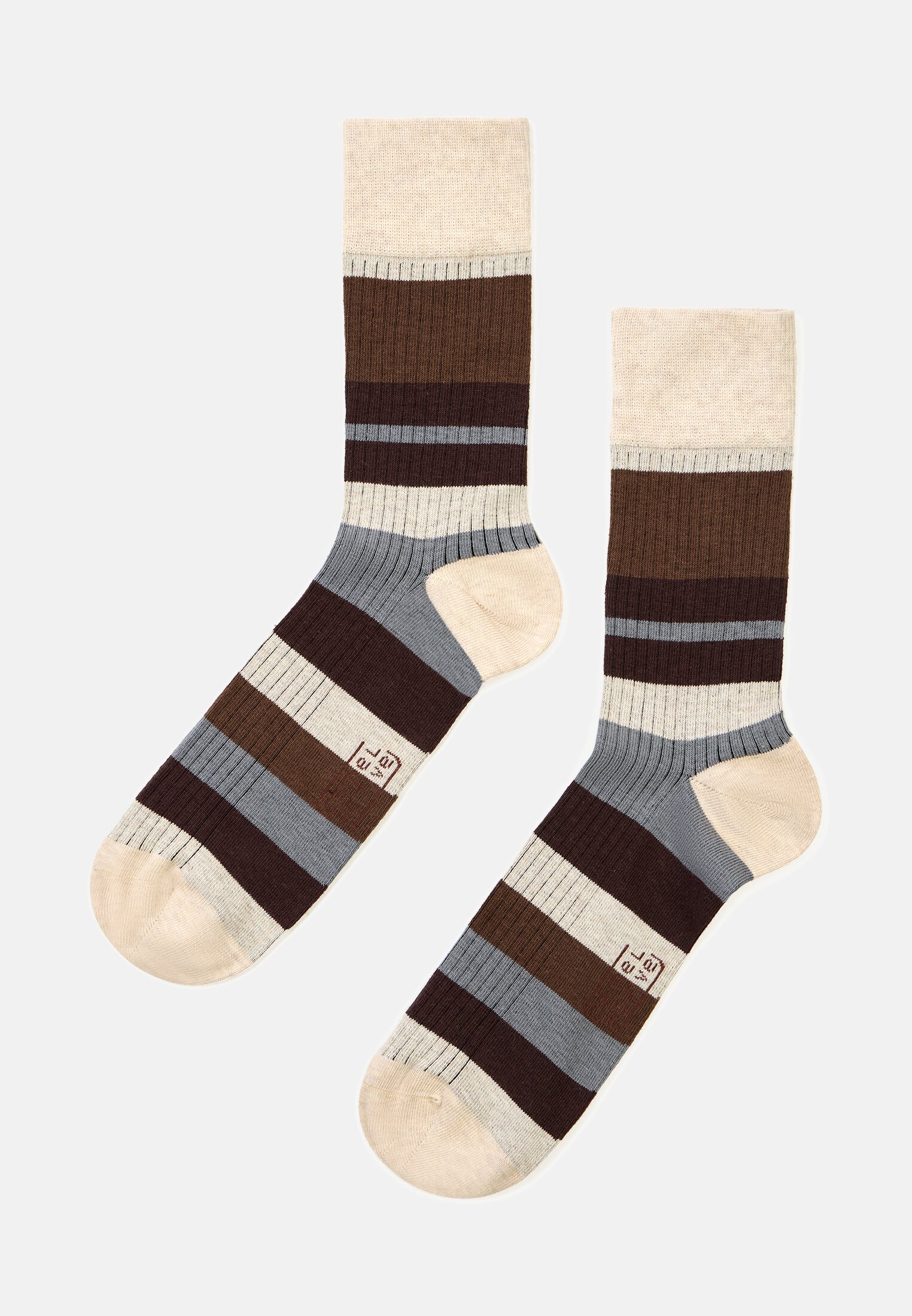 Heren Sokken in een set van 2 van een katoenmix Beige front dichtbij