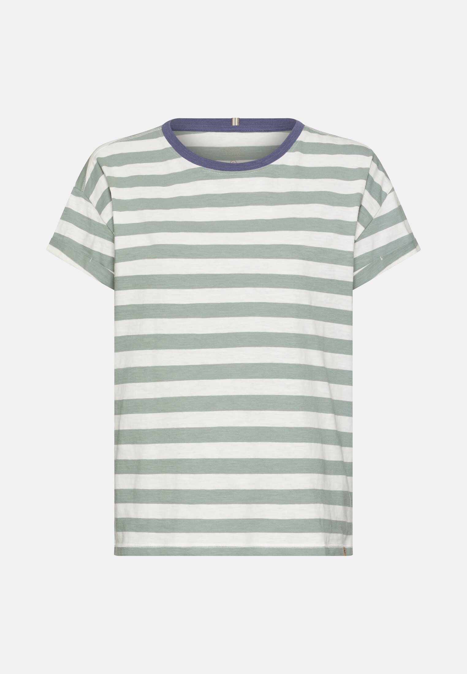 Damen T-Shirt aus reiner Baumwolle Jadeblau frontal vorn